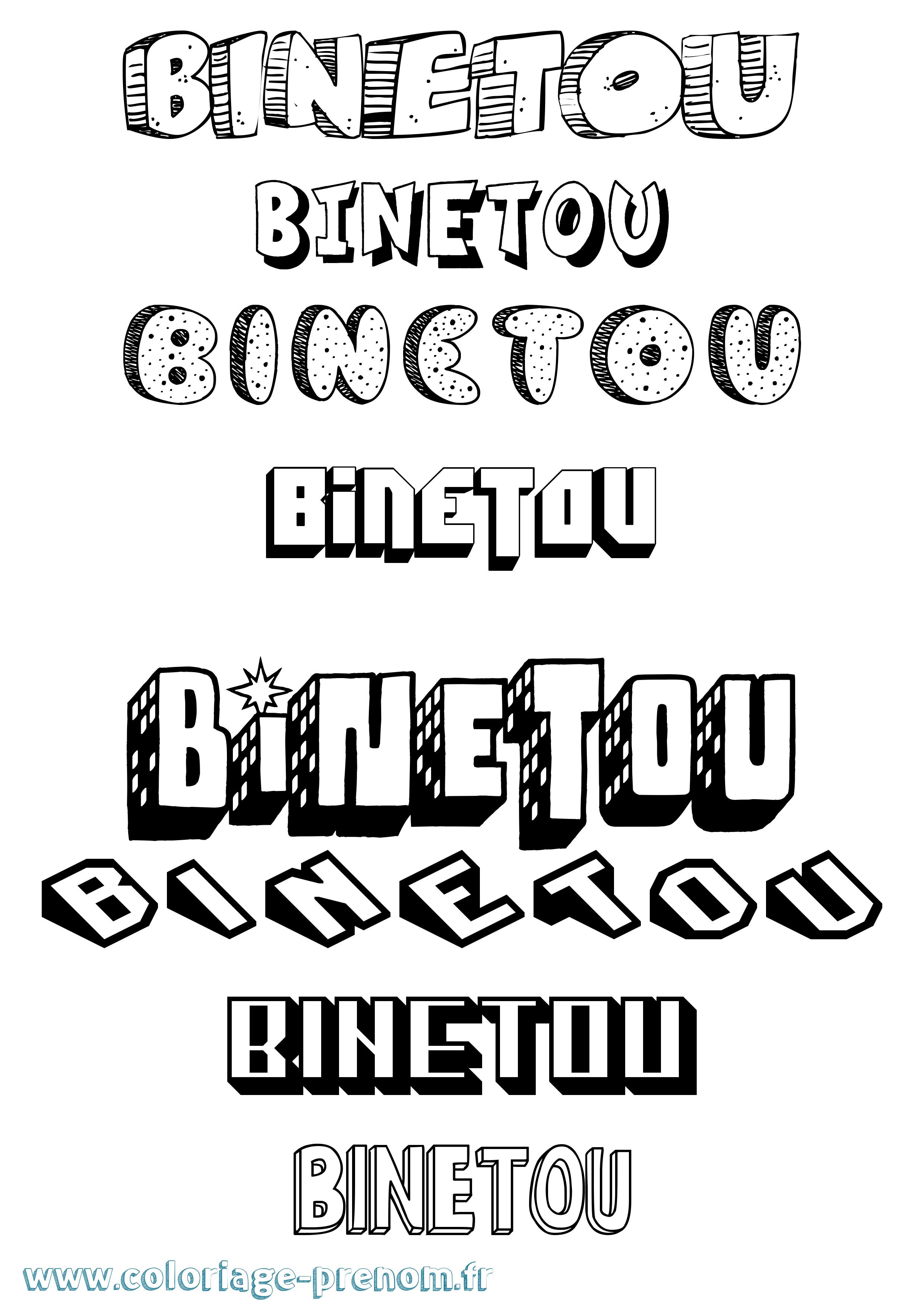 Coloriage Binetou Effet 3D Coloriage prénom Binetou Effet 3D