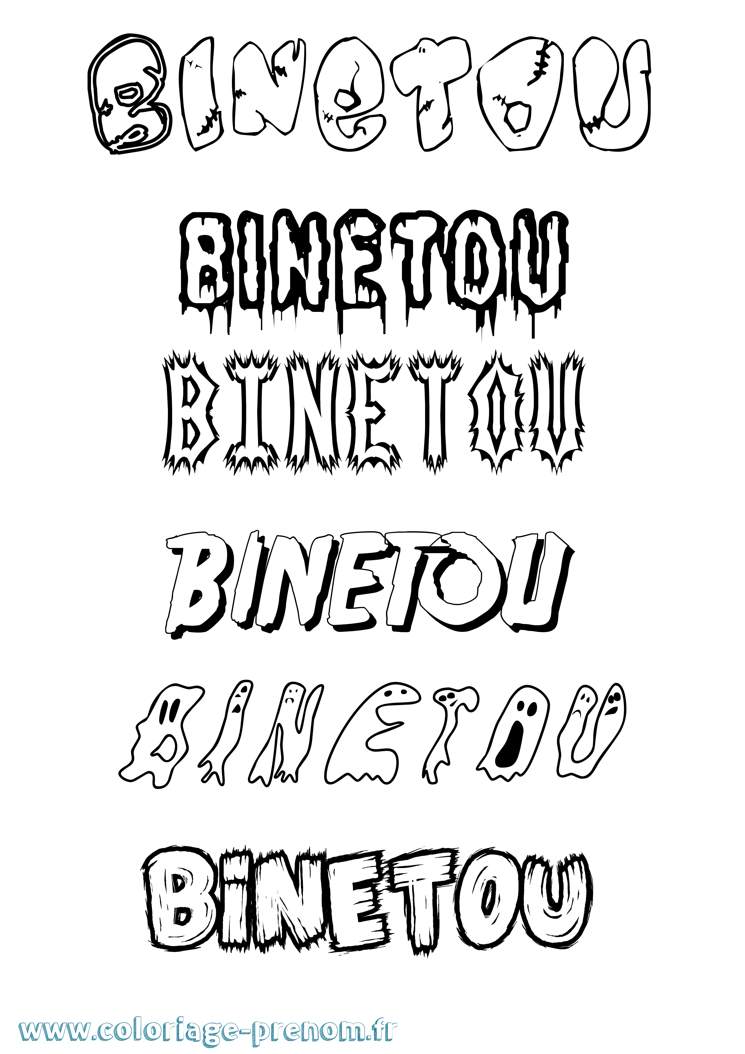 Coloriage Binetou Frisson Coloriage prénom Binetou Frisson
