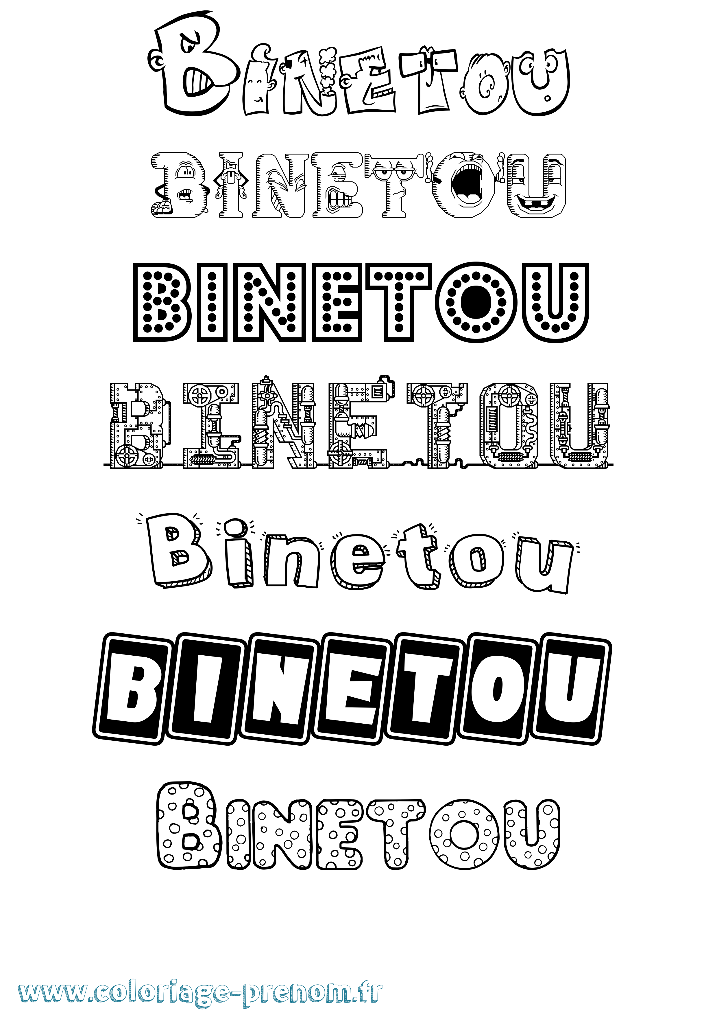 Coloriage Binetou Fun Coloriage prénom Binetou Fun