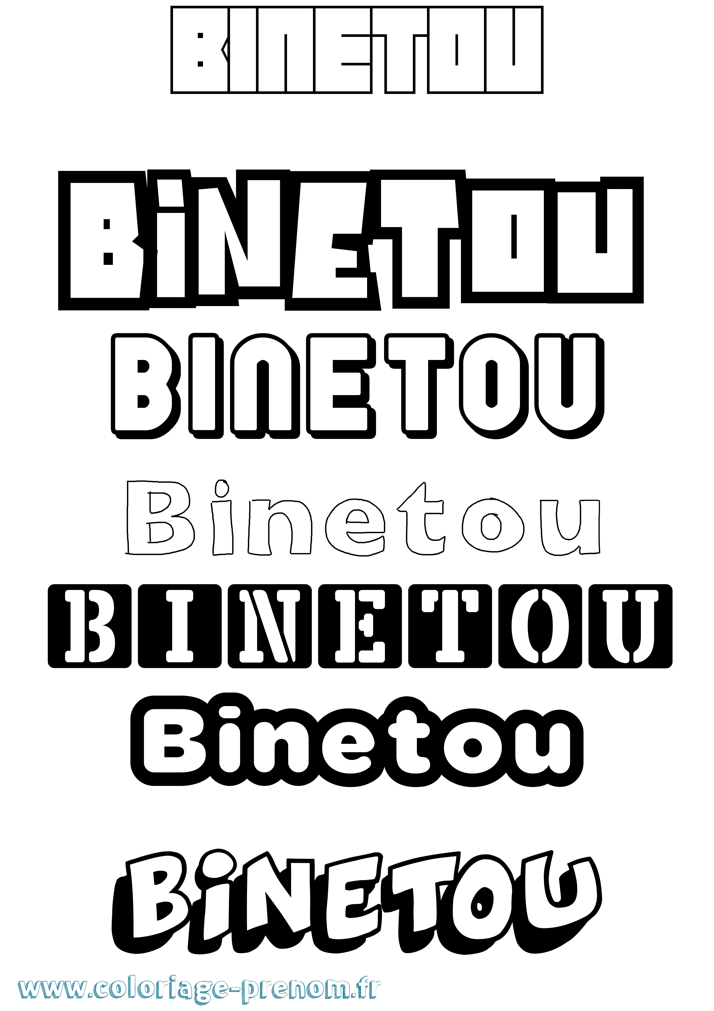 Coloriage Binetou Simple Coloriage prénom Binetou Simple