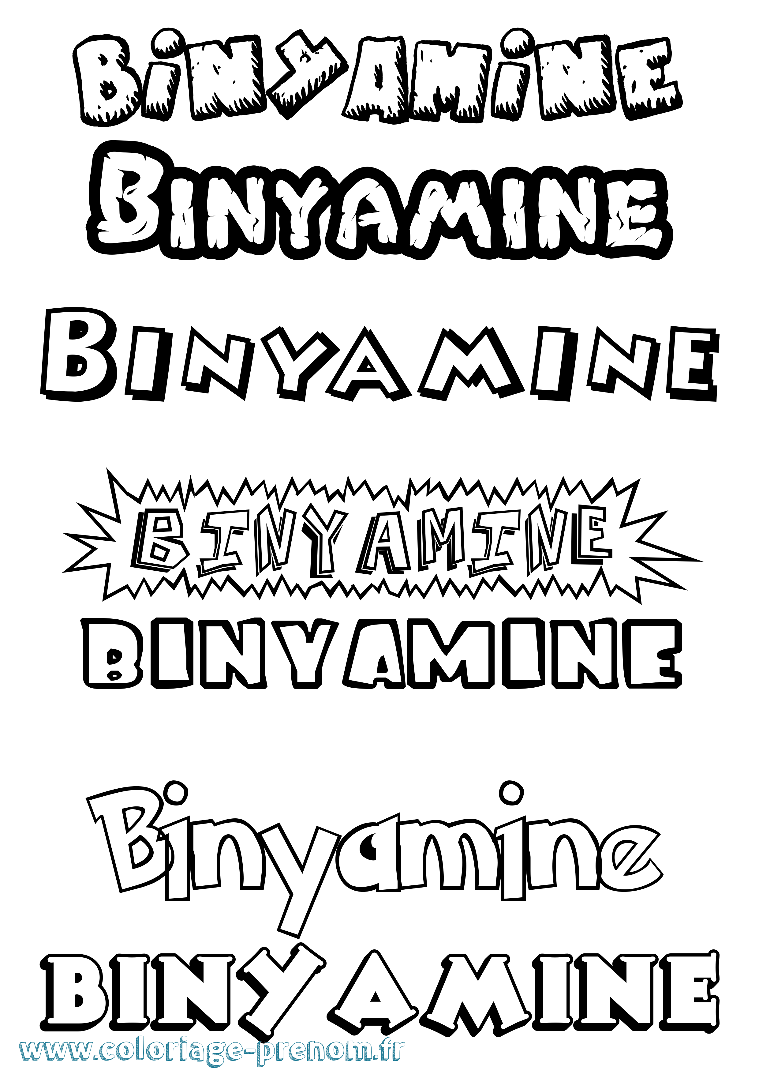 Coloriage Binyamine Dessin Animé Coloriage prénom Binyamine Dessin Animé