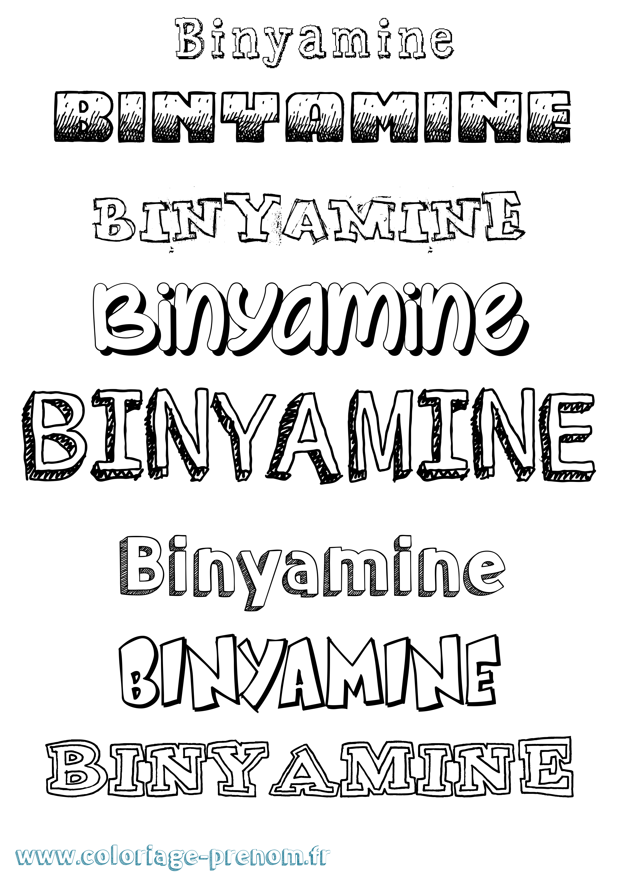 Coloriage Binyamine Dessiné Coloriage prénom Binyamine Dessiné