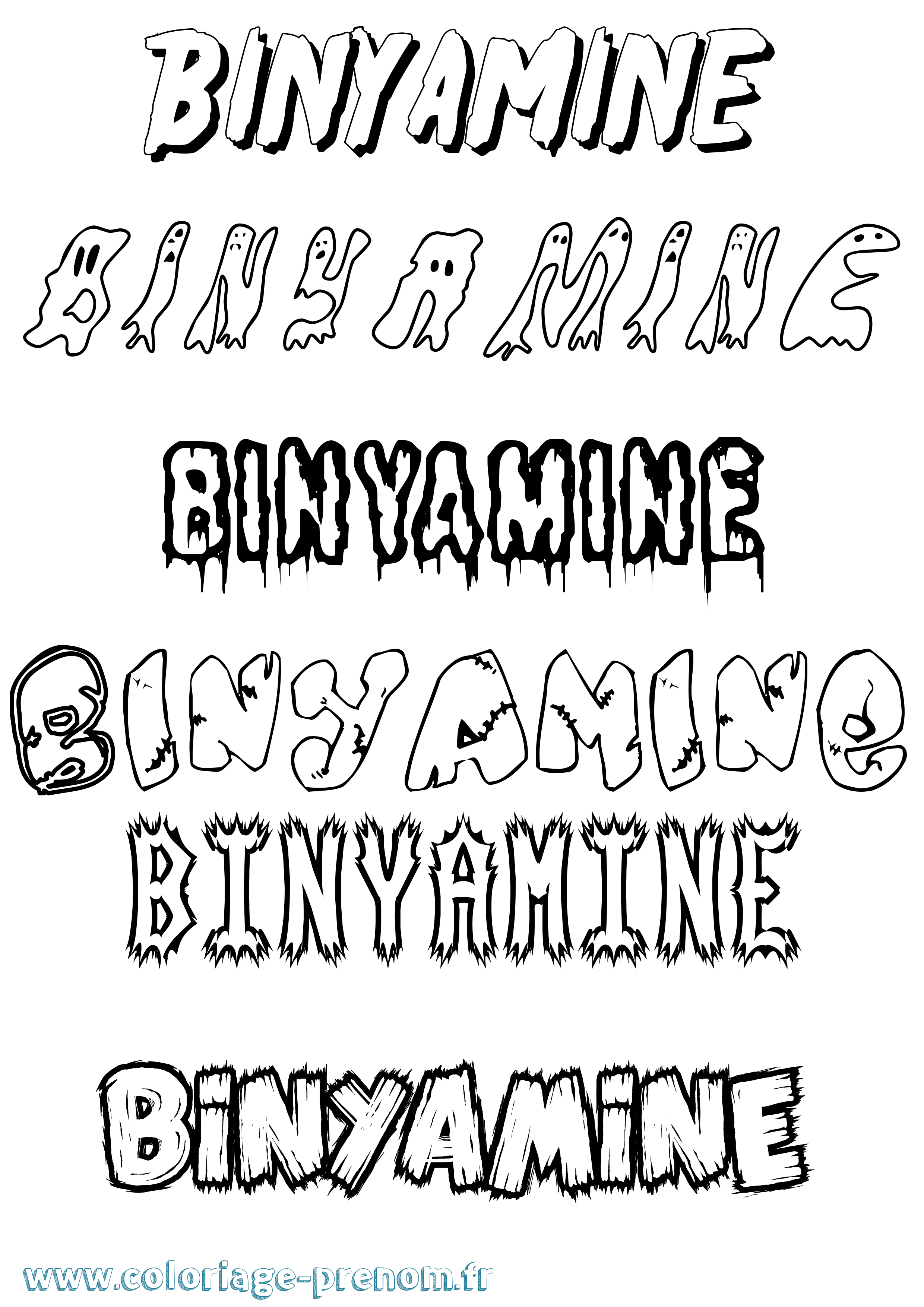 Coloriage Binyamine Frisson Coloriage prénom Binyamine Frisson