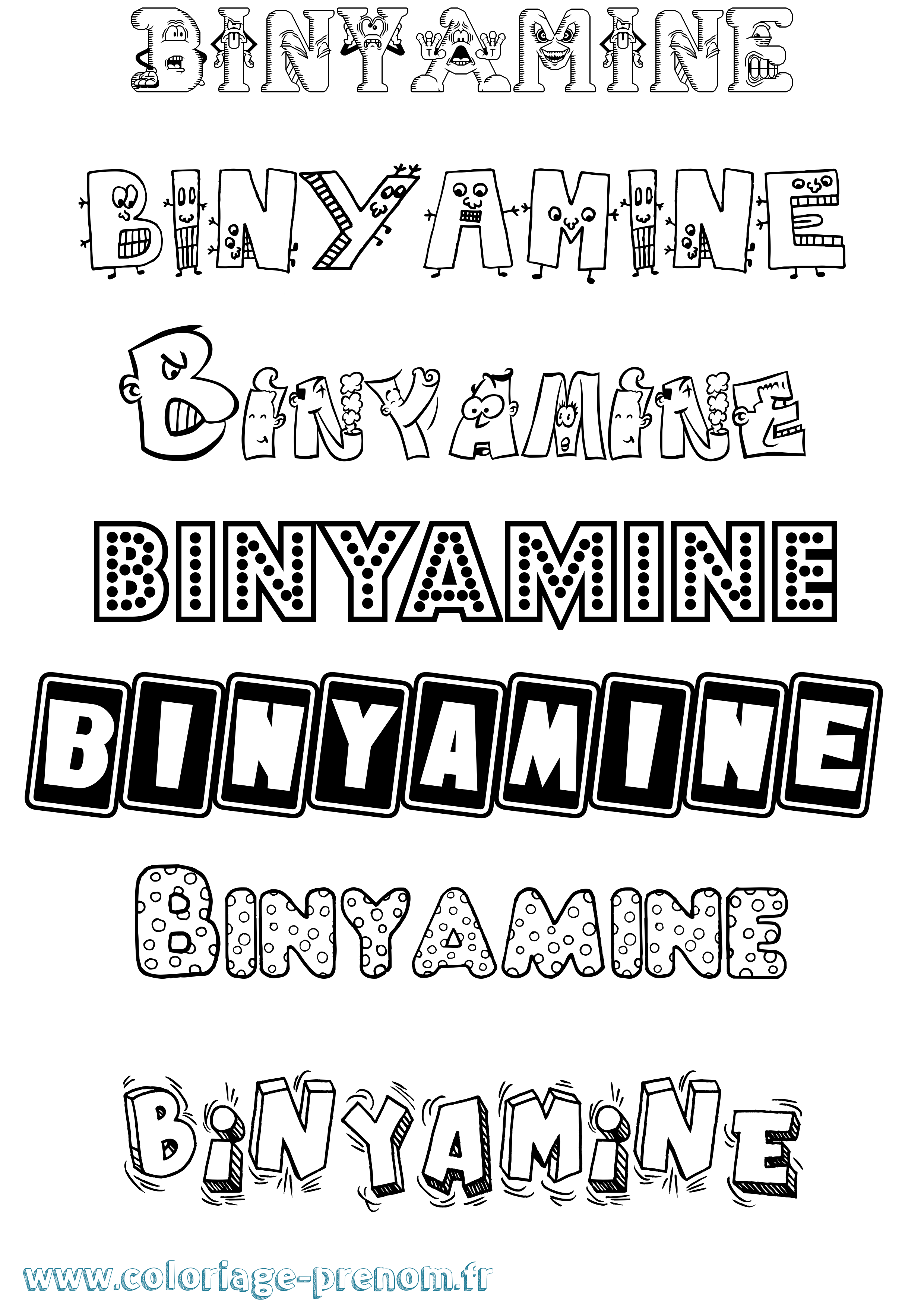 Coloriage Binyamine Fun Coloriage prénom Binyamine Fun