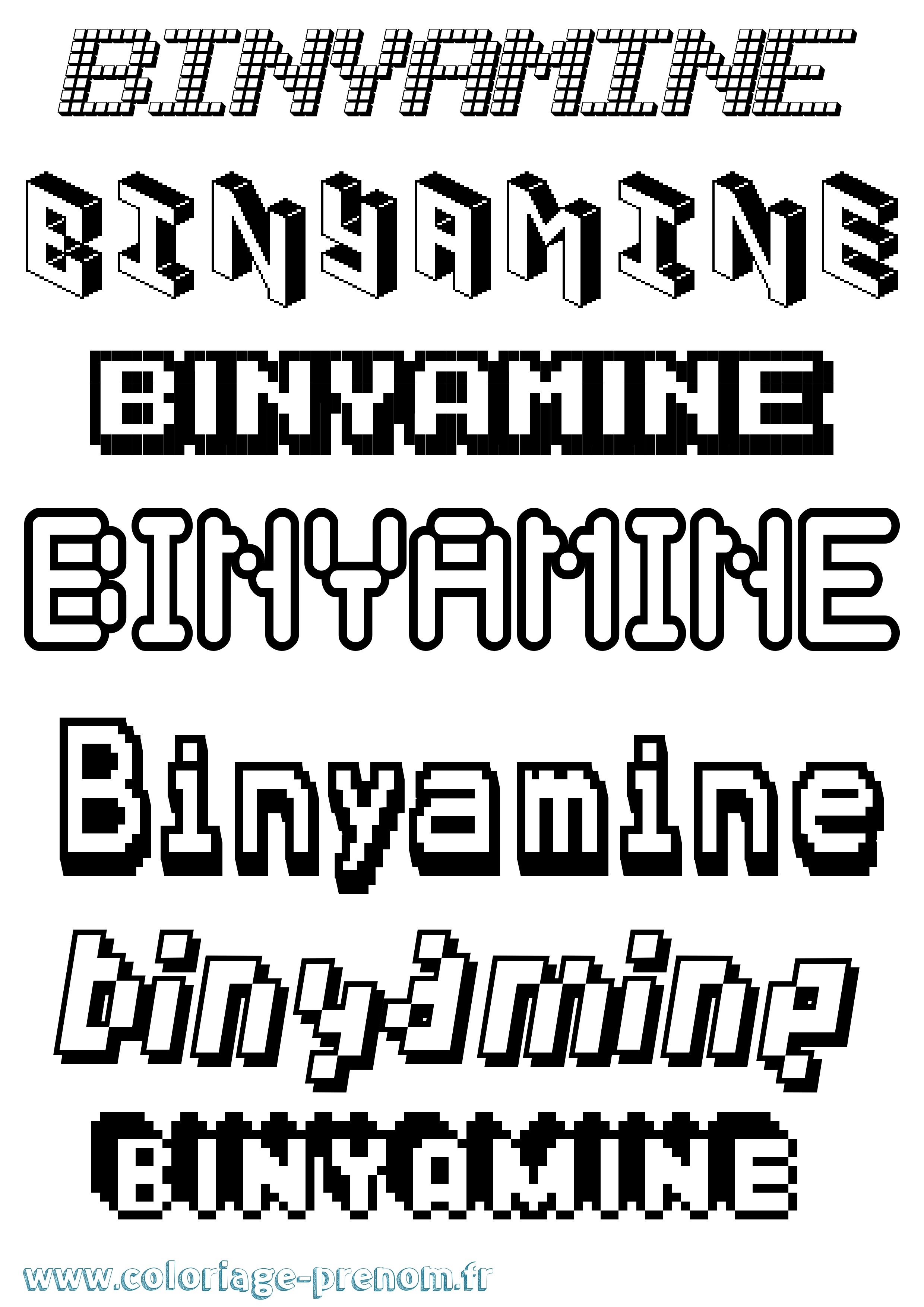 Coloriage Binyamine Pixel Coloriage prénom Binyamine Pixel
