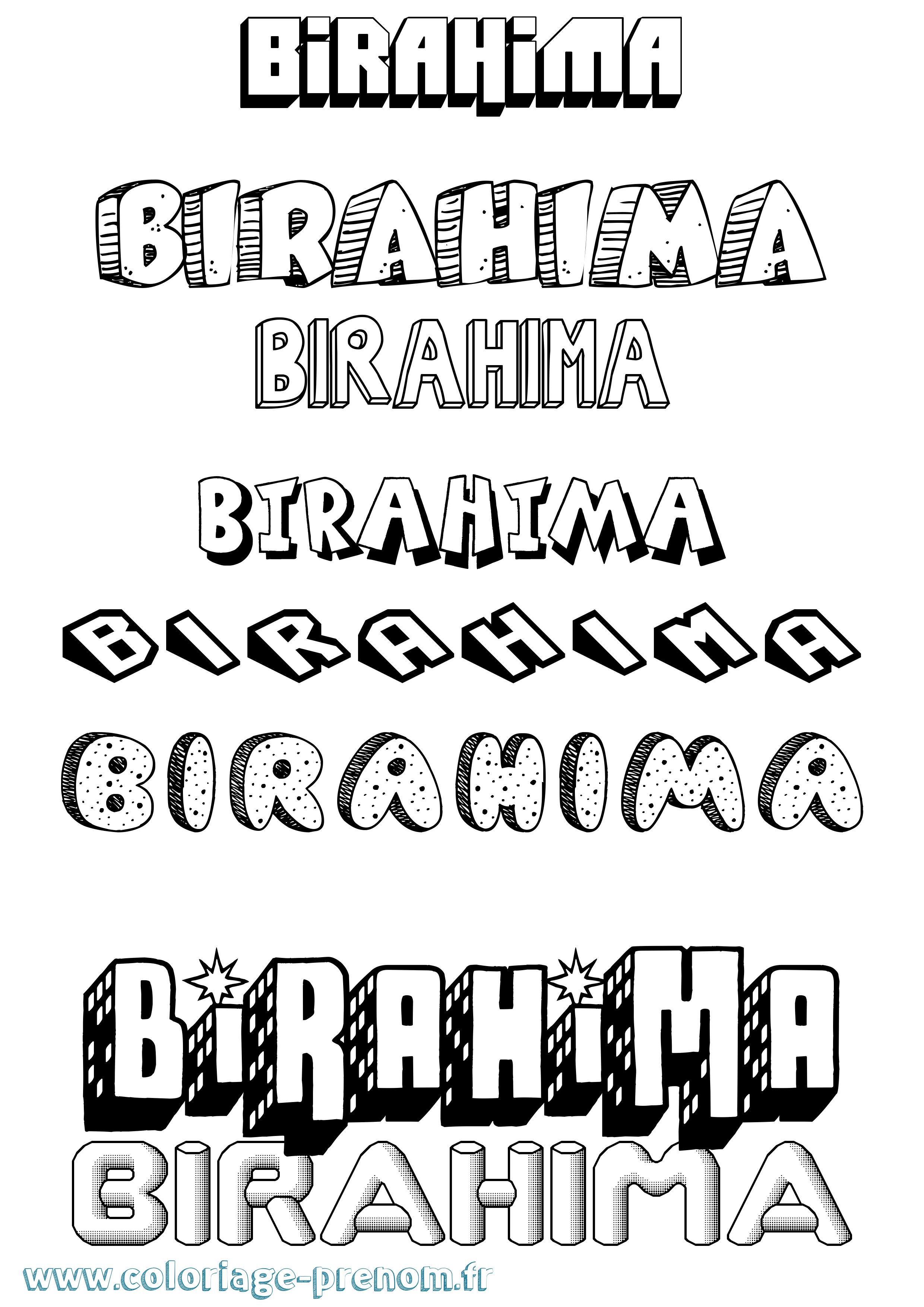 Coloriage Birahima Effet 3D Coloriage prénom Birahima Effet 3D