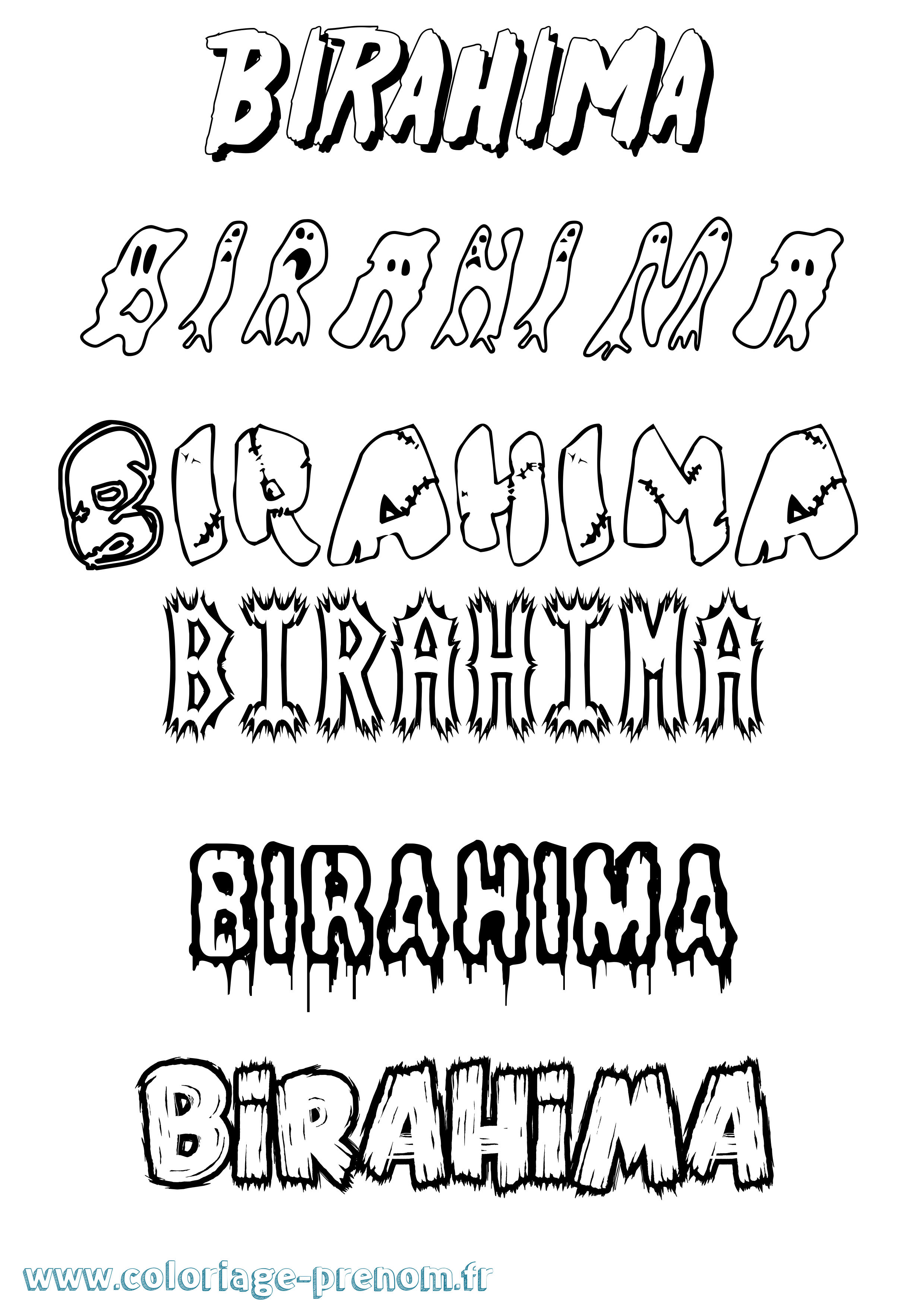 Coloriage Birahima Frisson Coloriage prénom Birahima Frisson