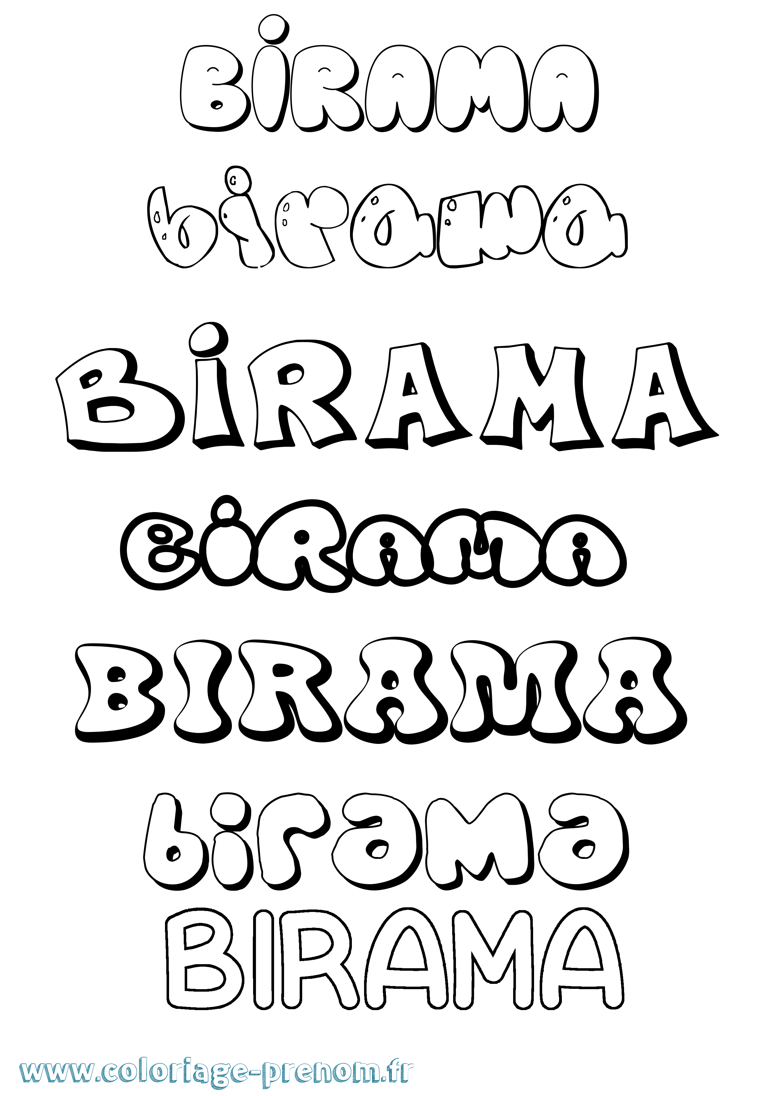 Coloriage Birama Bubble Coloriage prénom Birama Bubble
