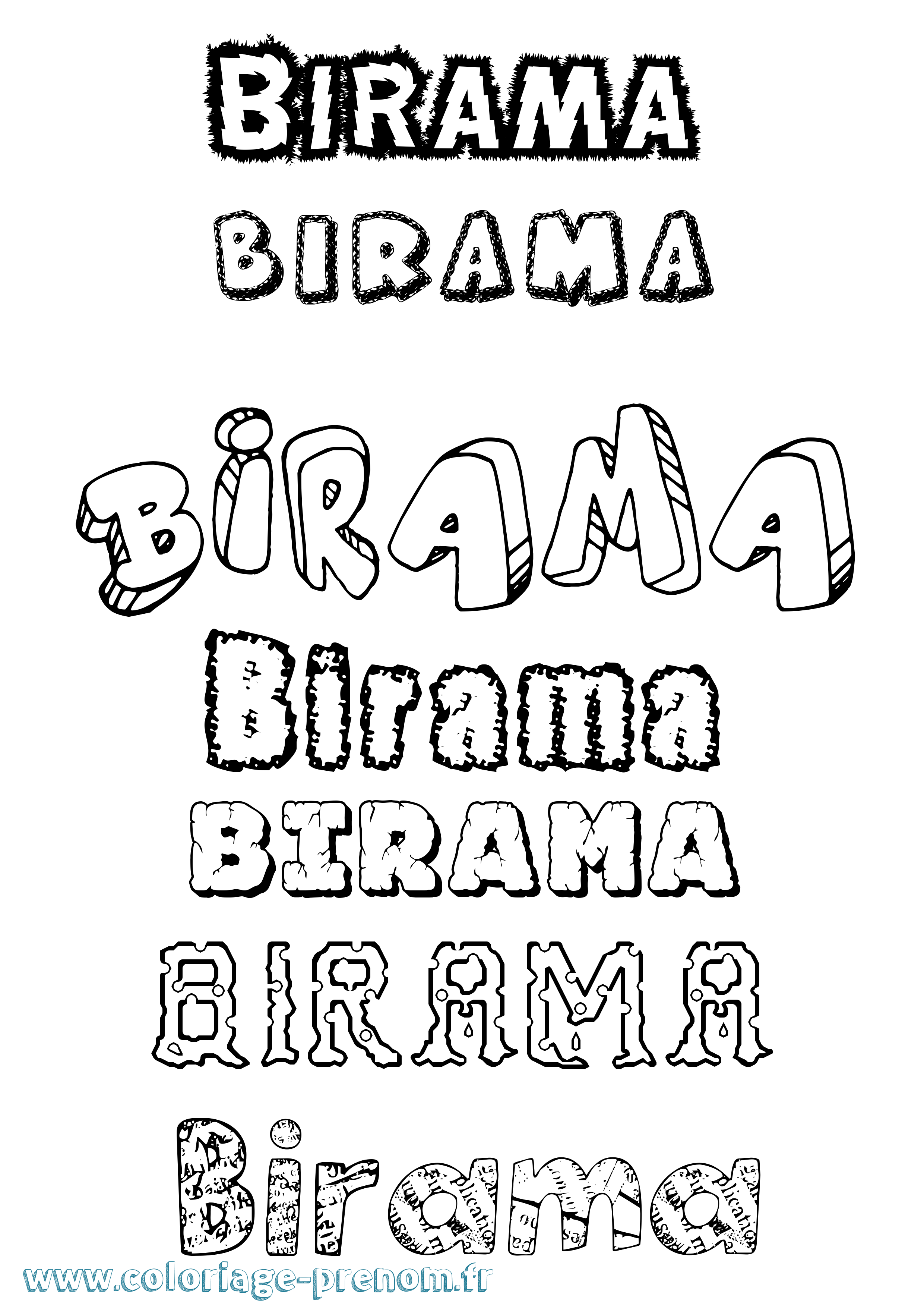 Coloriage Birama Destructuré Coloriage prénom Birama Destructuré