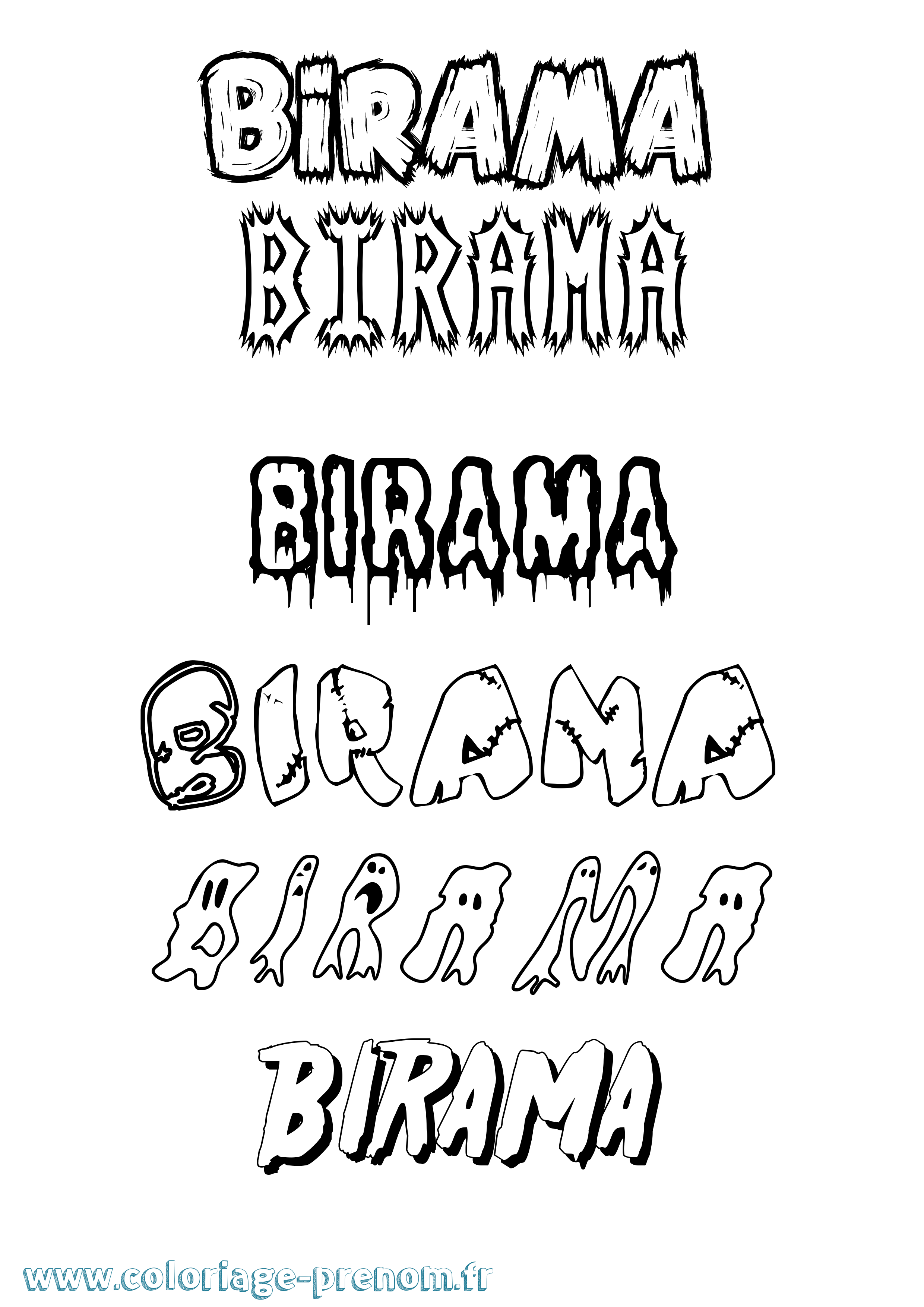 Coloriage Birama Frisson Coloriage prénom Birama Frisson