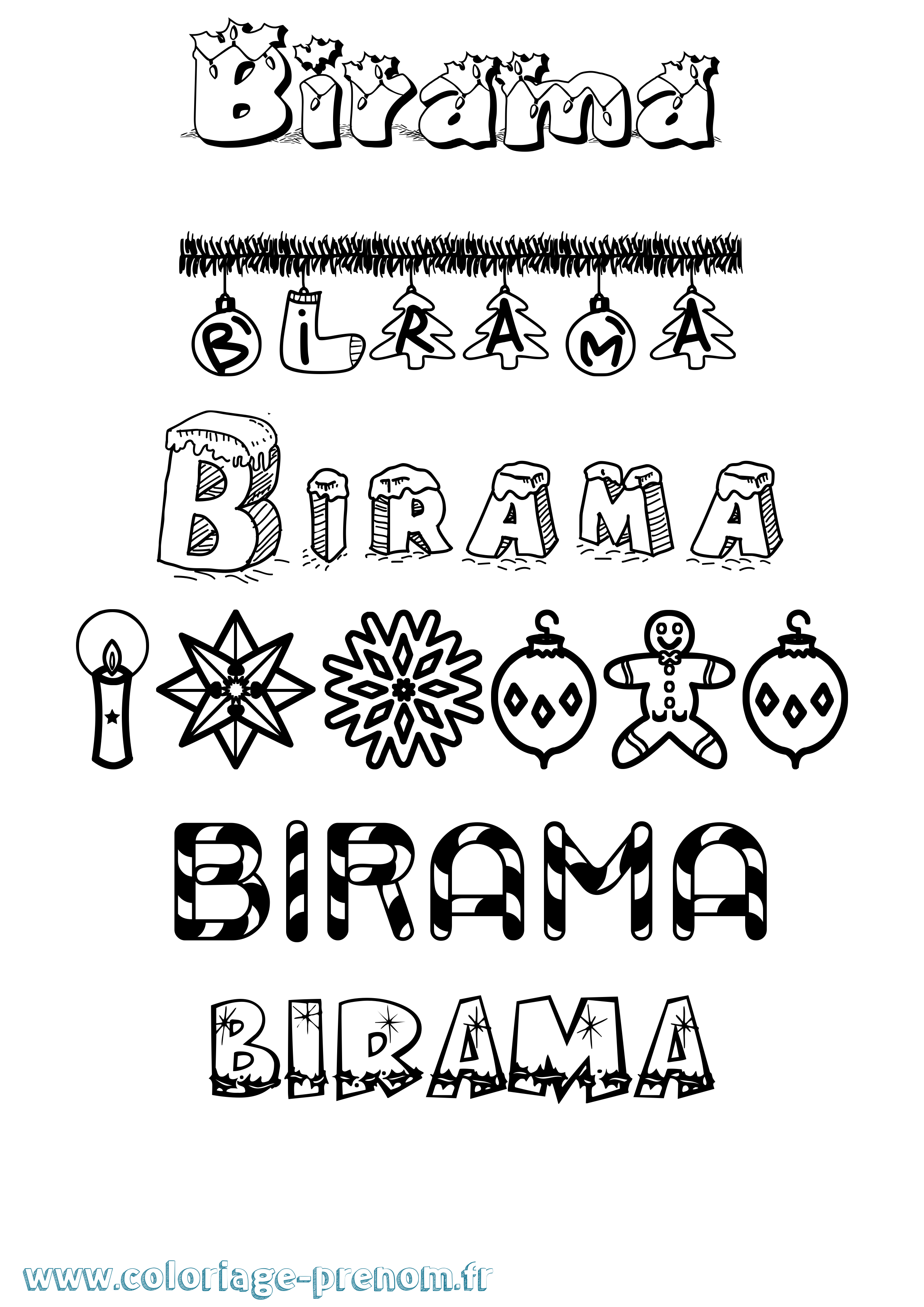 Coloriage Birama Noël Coloriage prénom Birama Noël