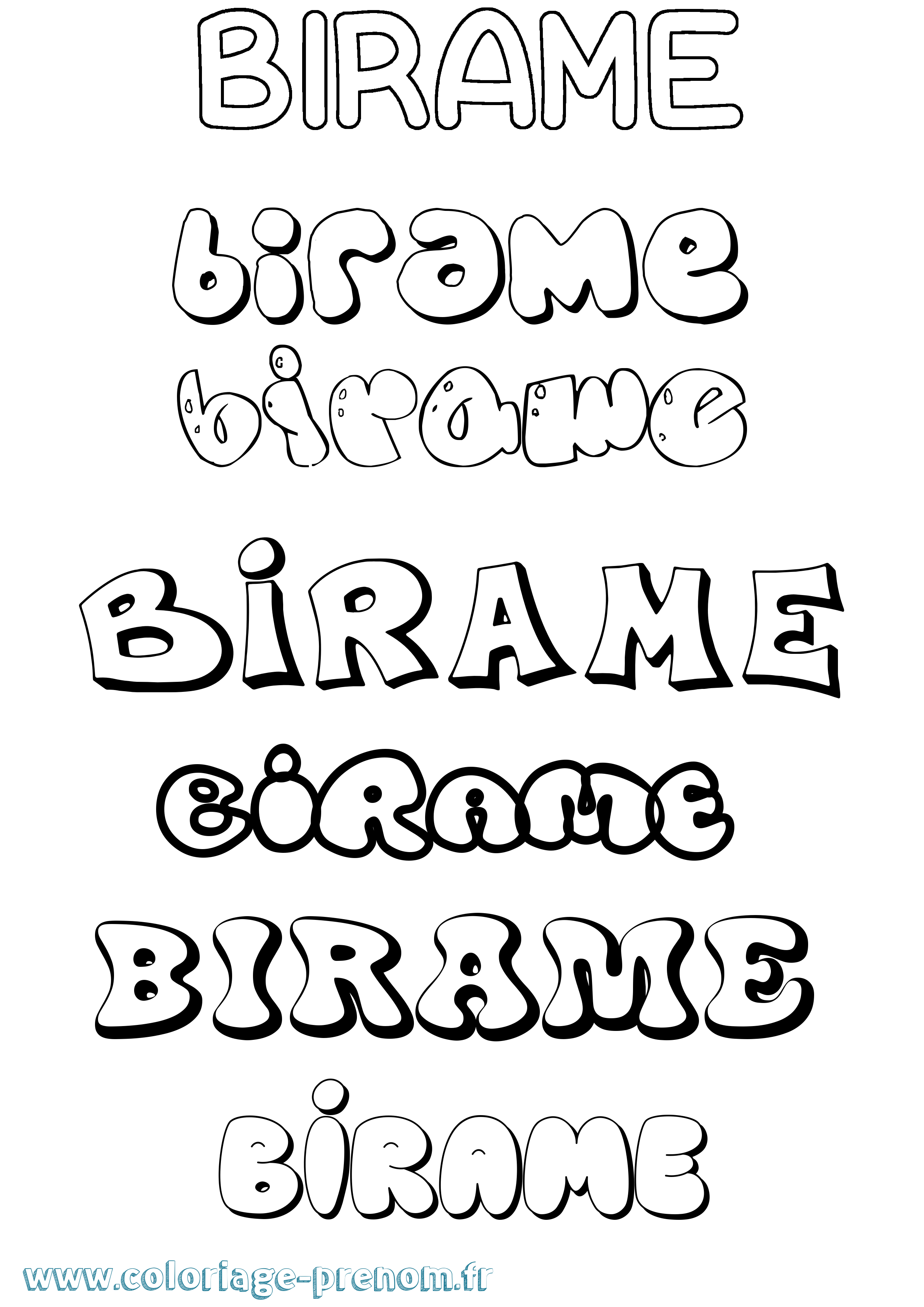 Coloriage Birame Bubble Coloriage prénom Birame Bubble