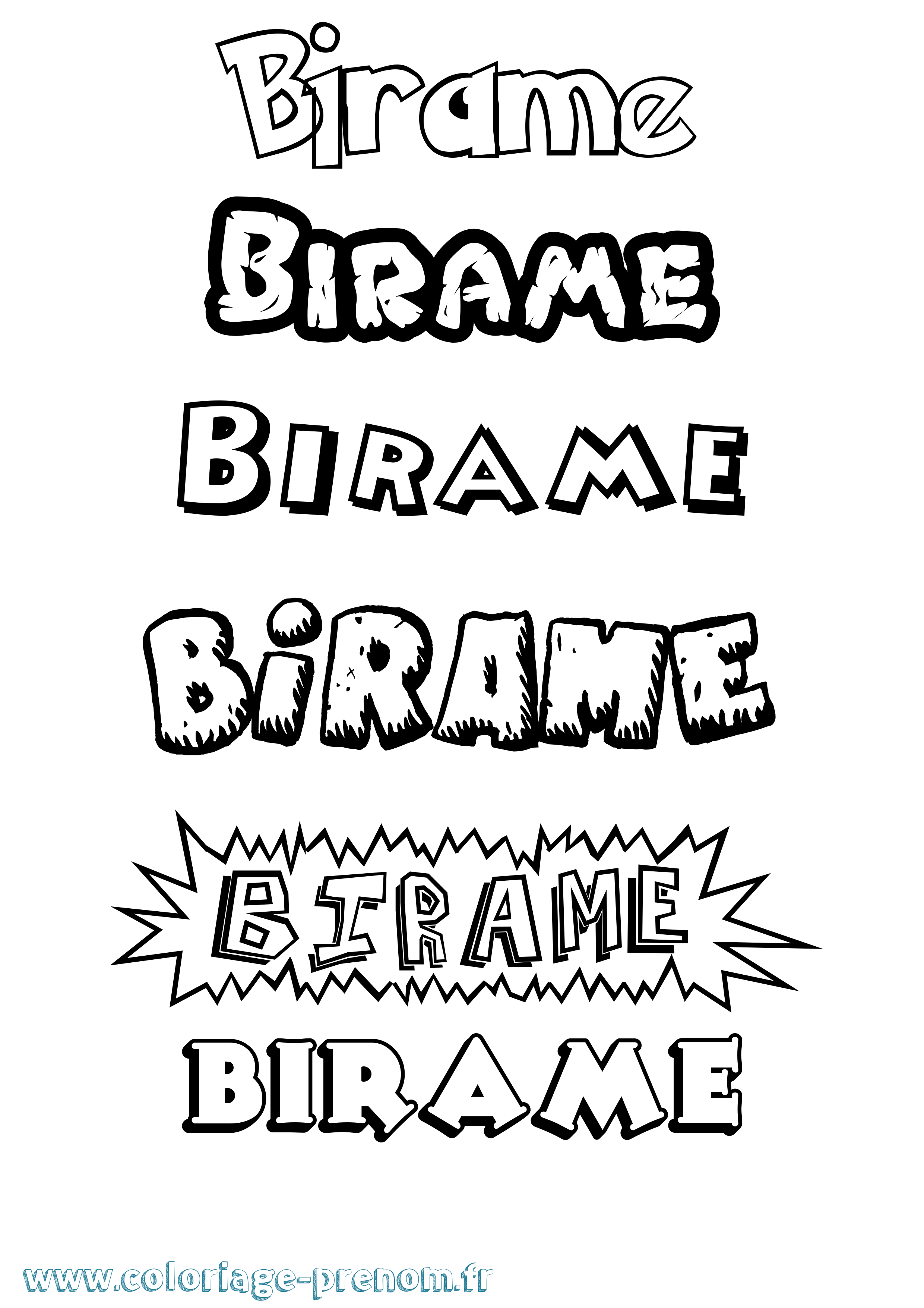 Coloriage Birame Dessin Animé Coloriage prénom Birame Dessin Animé