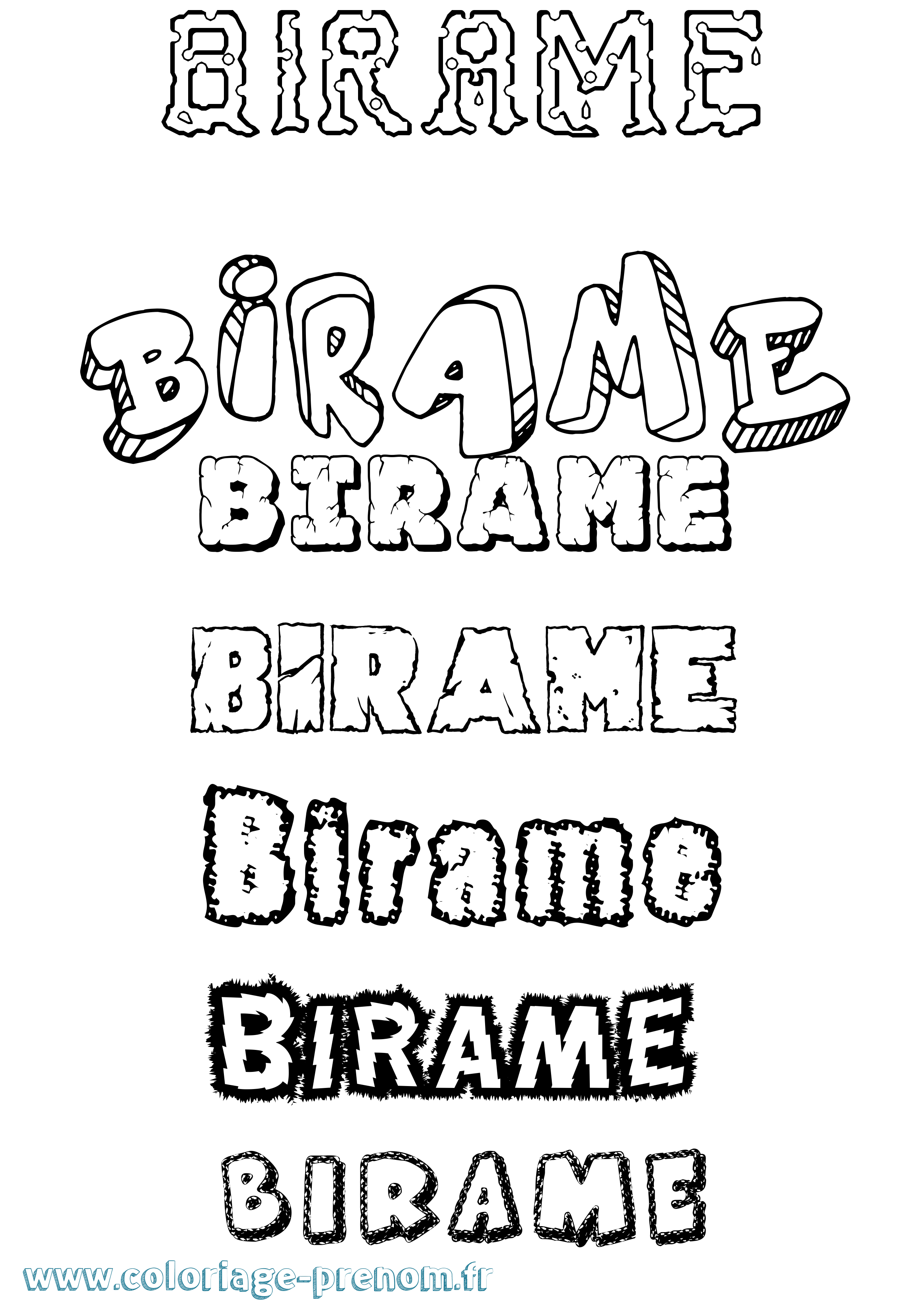 Coloriage Birame Destructuré Coloriage prénom Birame Destructuré