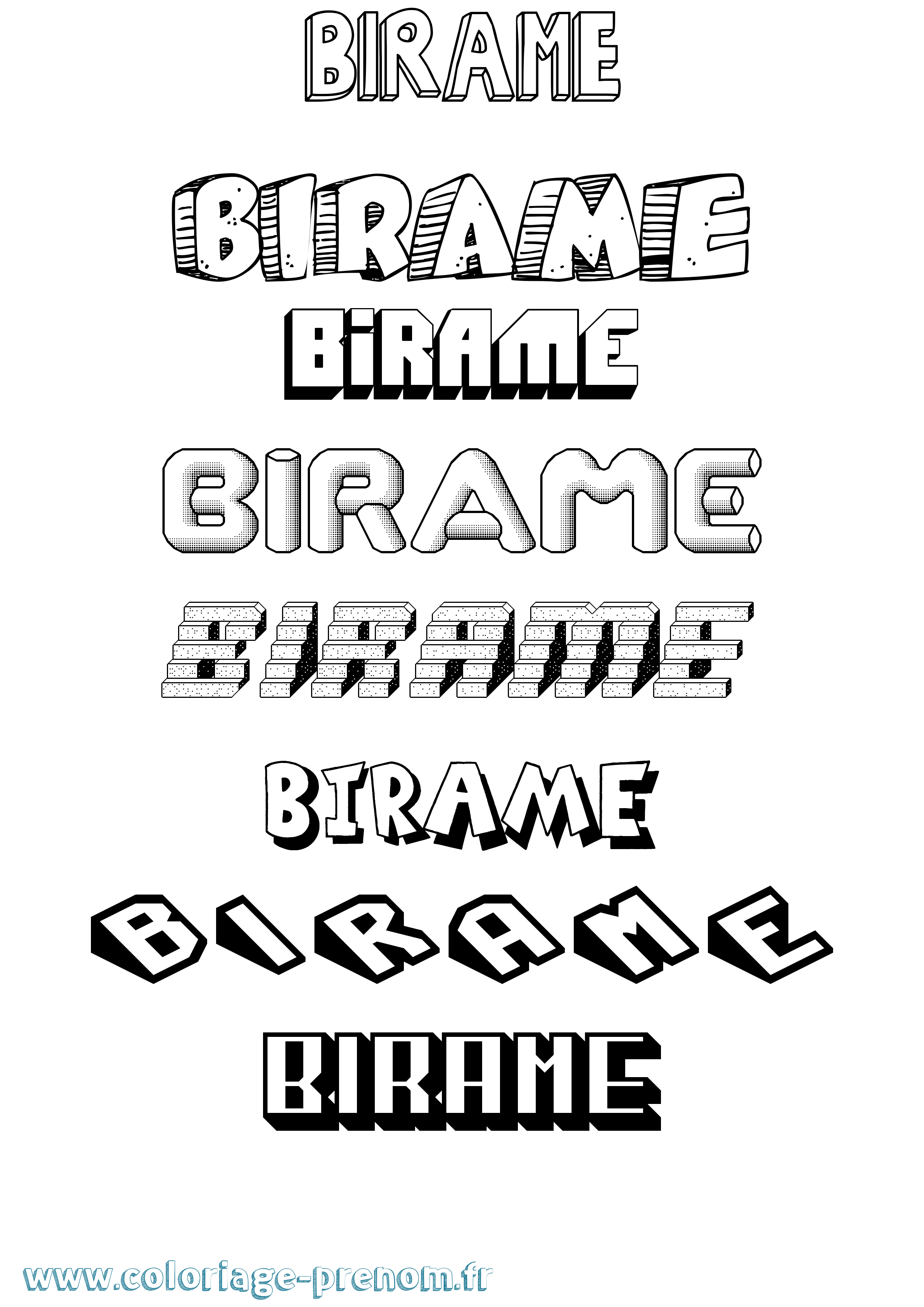 Coloriage Birame Effet 3D Coloriage prénom Birame Effet 3D