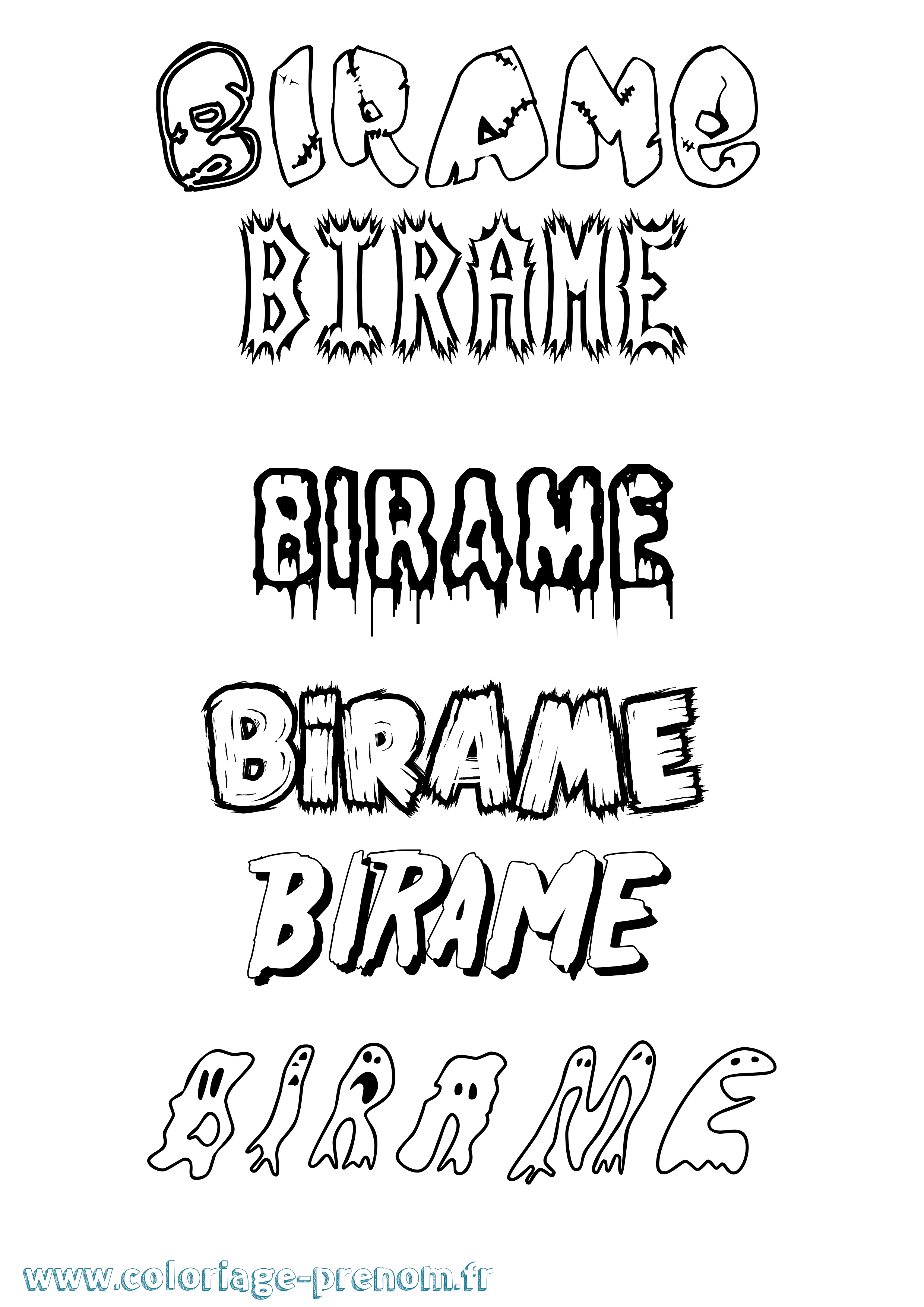 Coloriage Birame Frisson Coloriage prénom Birame Frisson