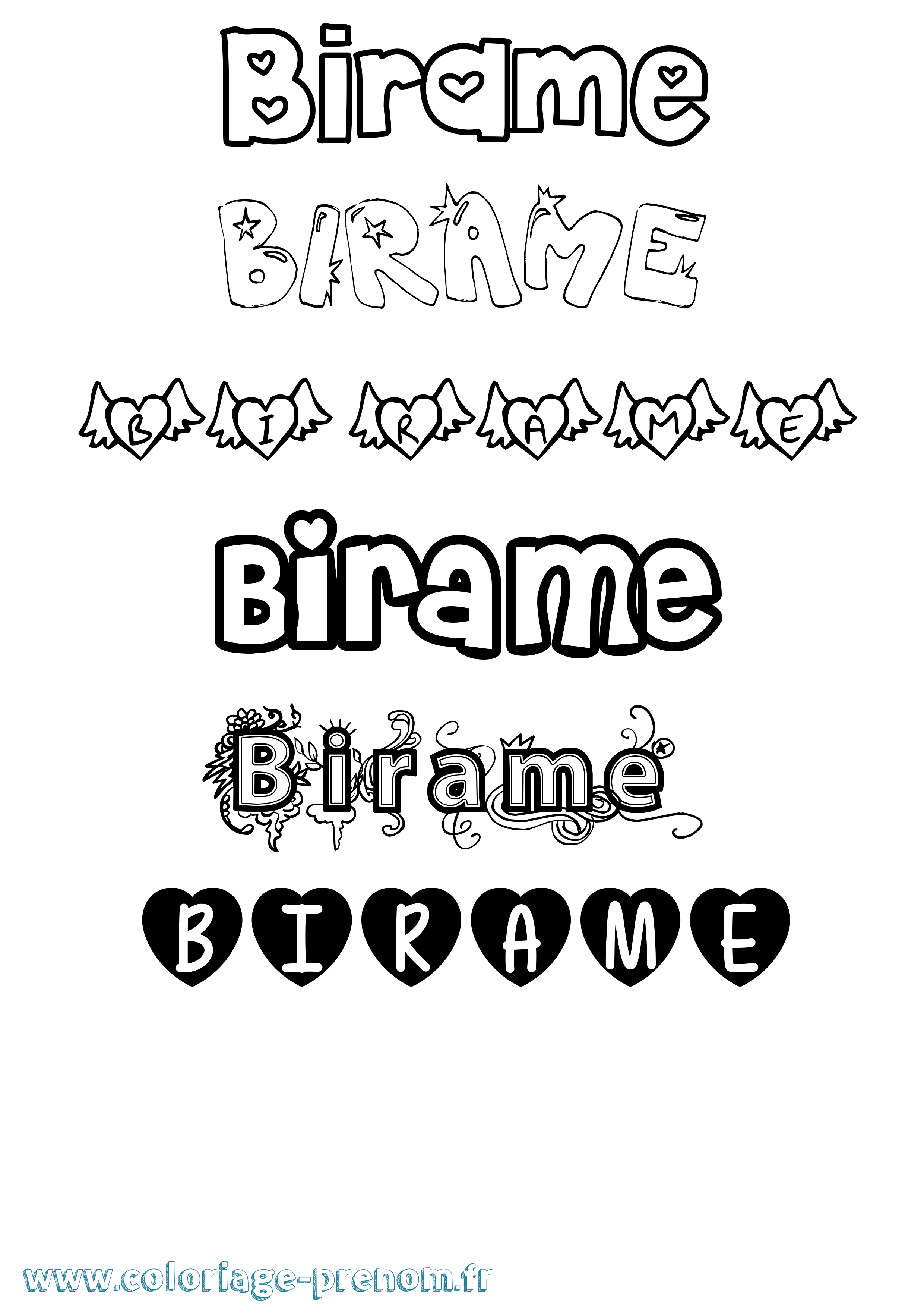 Coloriage Birame Girly Coloriage prénom Birame Girly