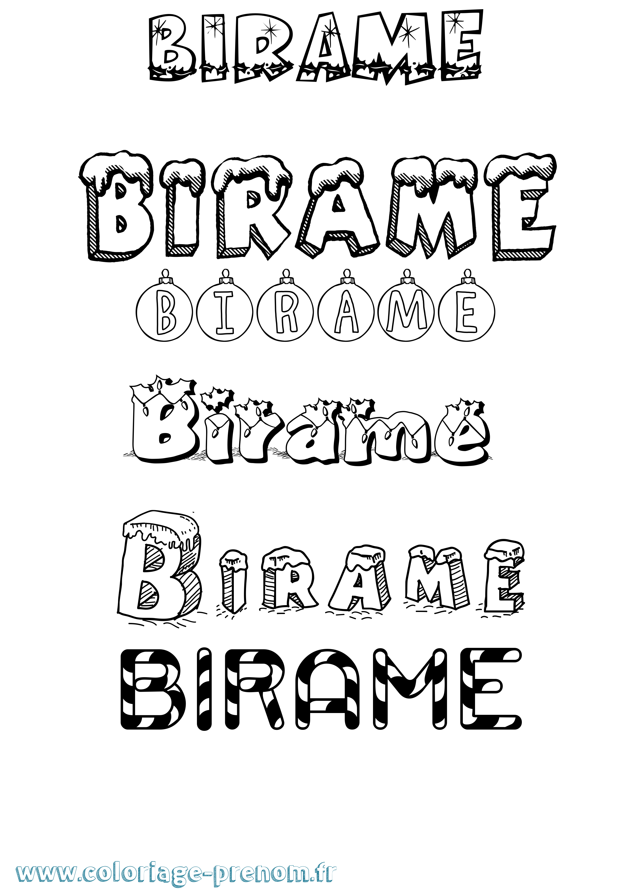 Coloriage Birame Noël Coloriage prénom Birame Noël