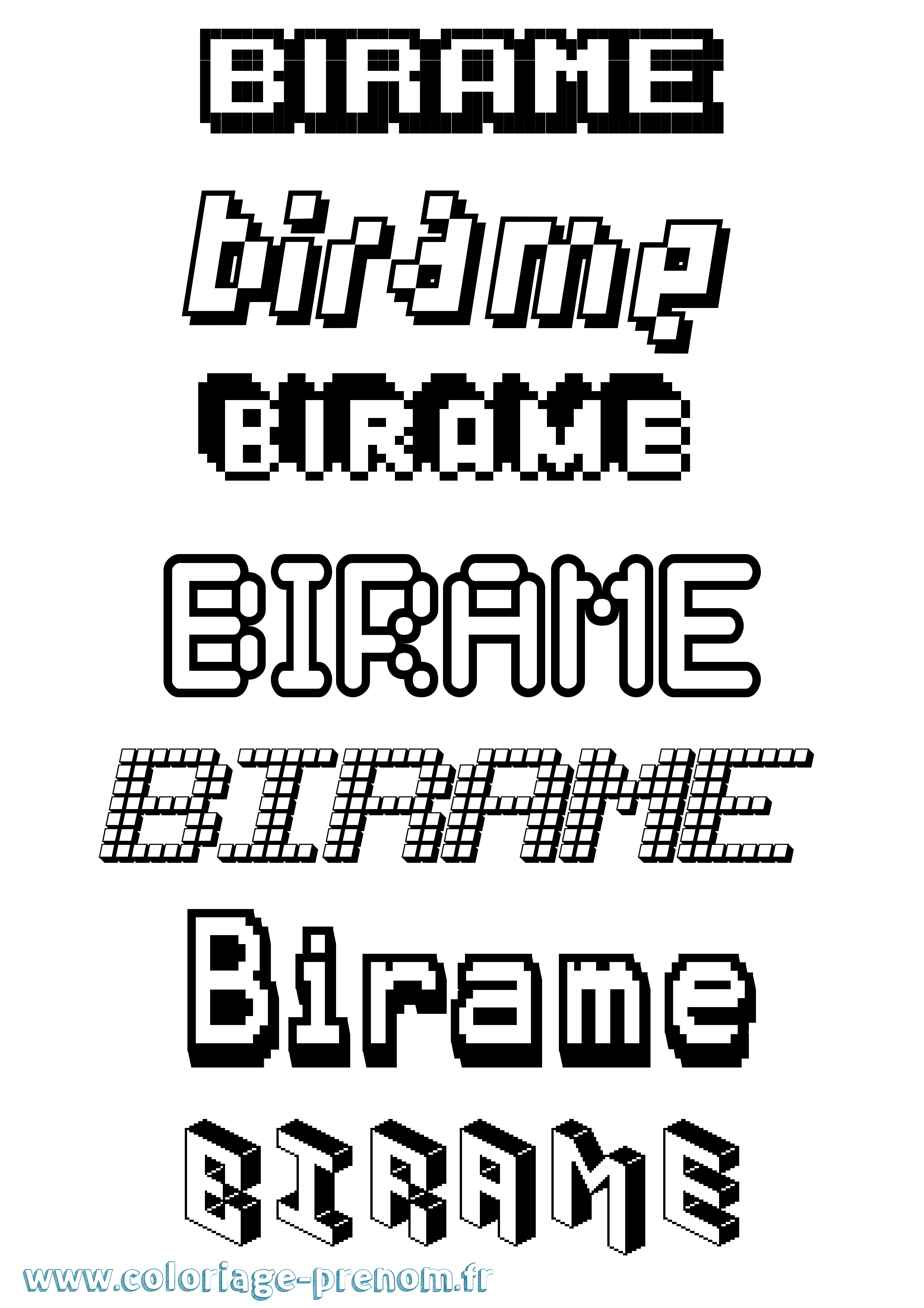 Coloriage Birame Pixel Coloriage prénom Birame Pixel