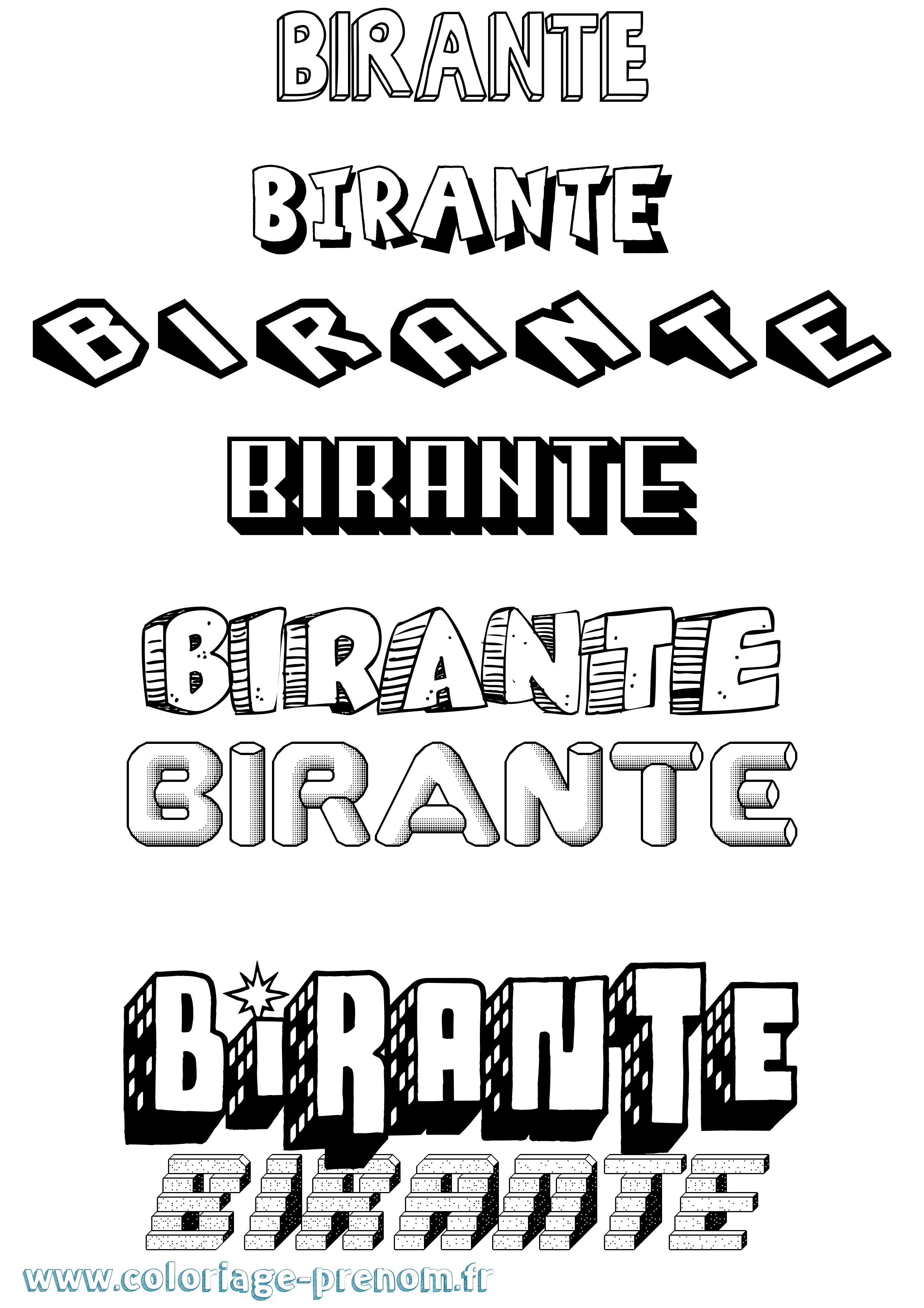 Coloriage Birante Effet 3D Coloriage prénom Birante Effet 3D