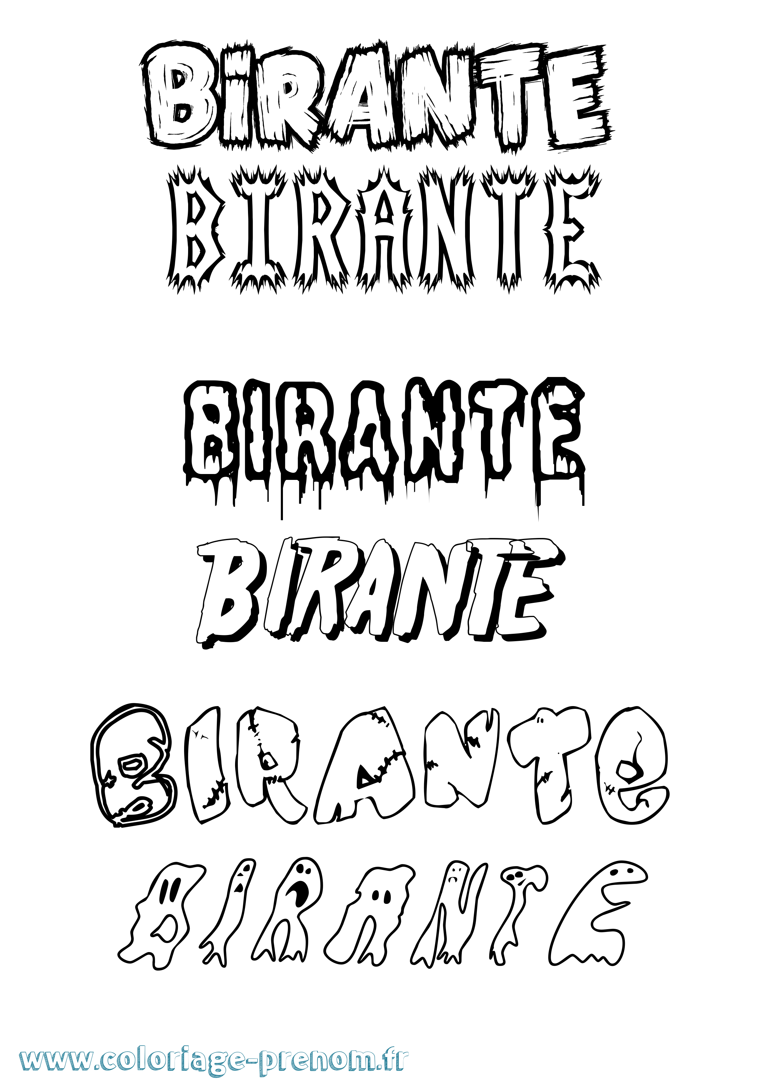 Coloriage Birante Frisson Coloriage prénom Birante Frisson