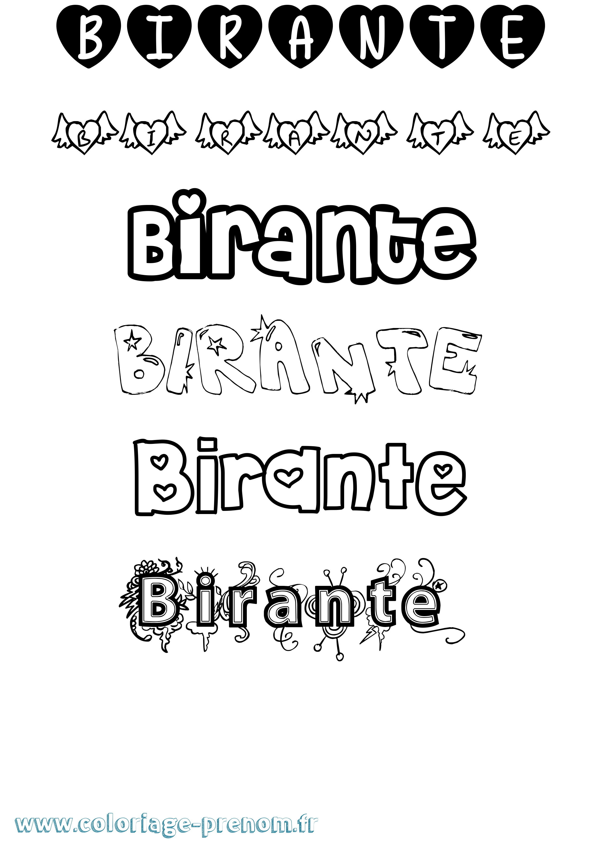 Coloriage Birante Girly Coloriage prénom Birante Girly