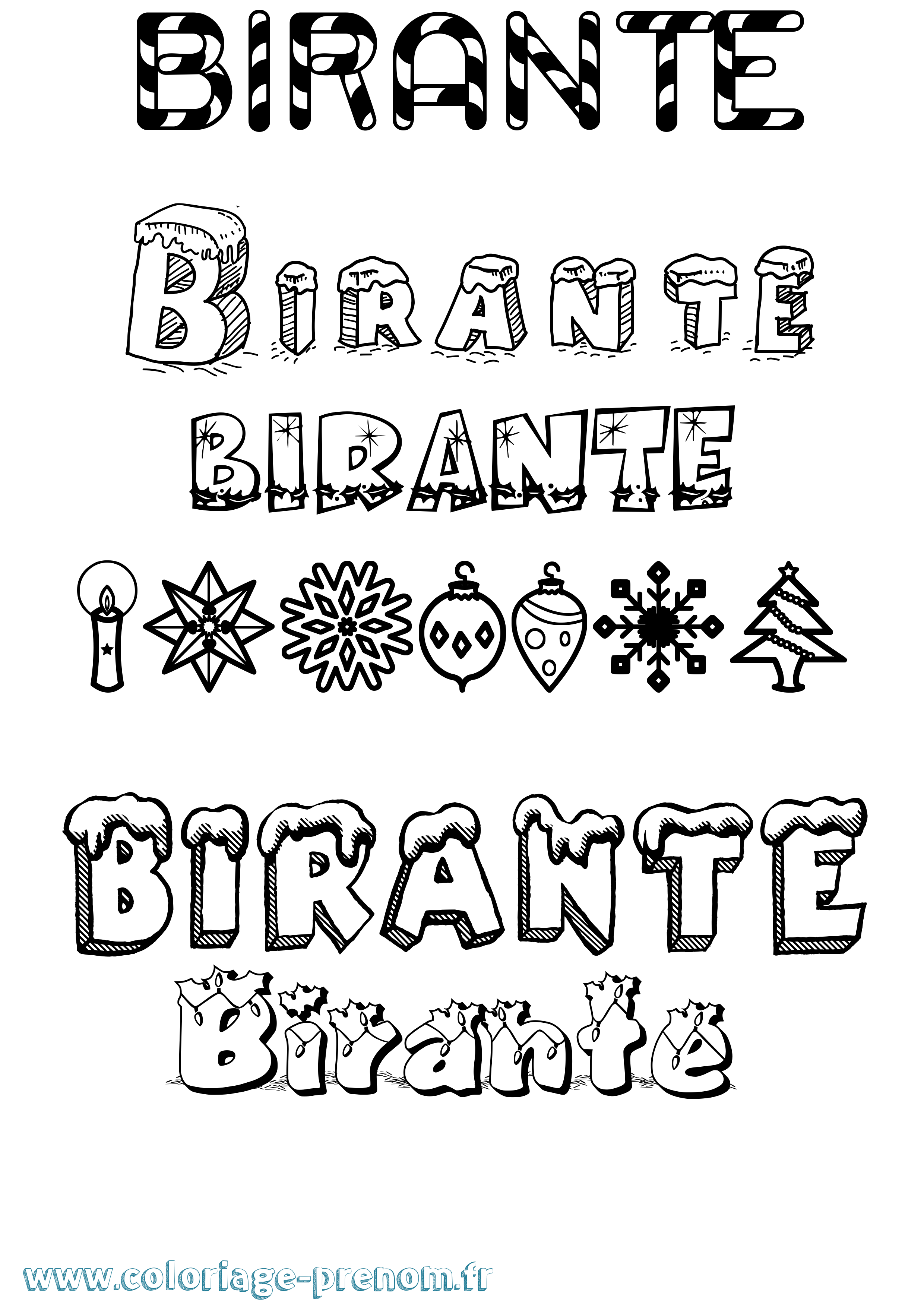 Coloriage Birante Noël Coloriage prénom Birante Noël