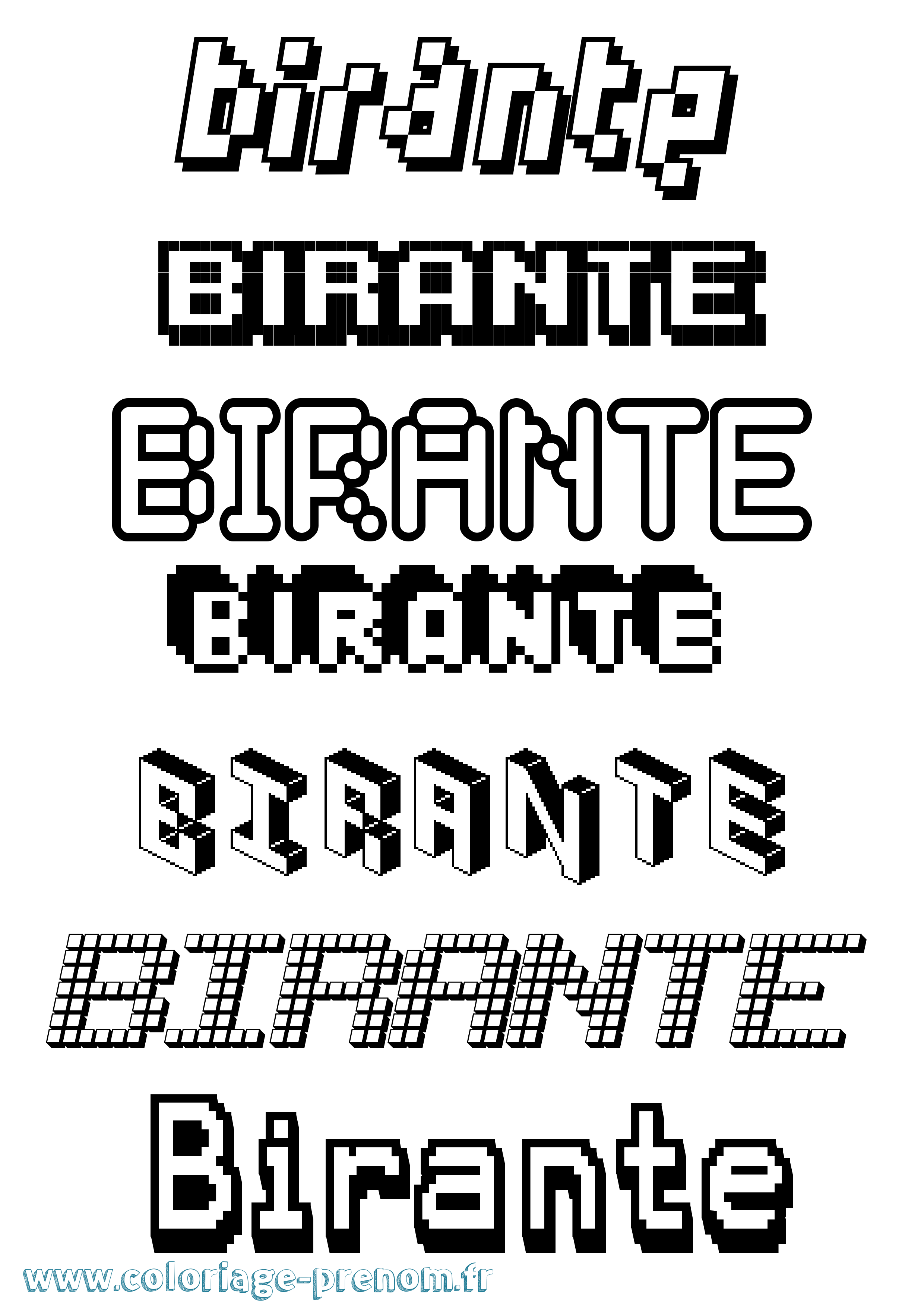 Coloriage Birante Pixel Coloriage prénom Birante Pixel