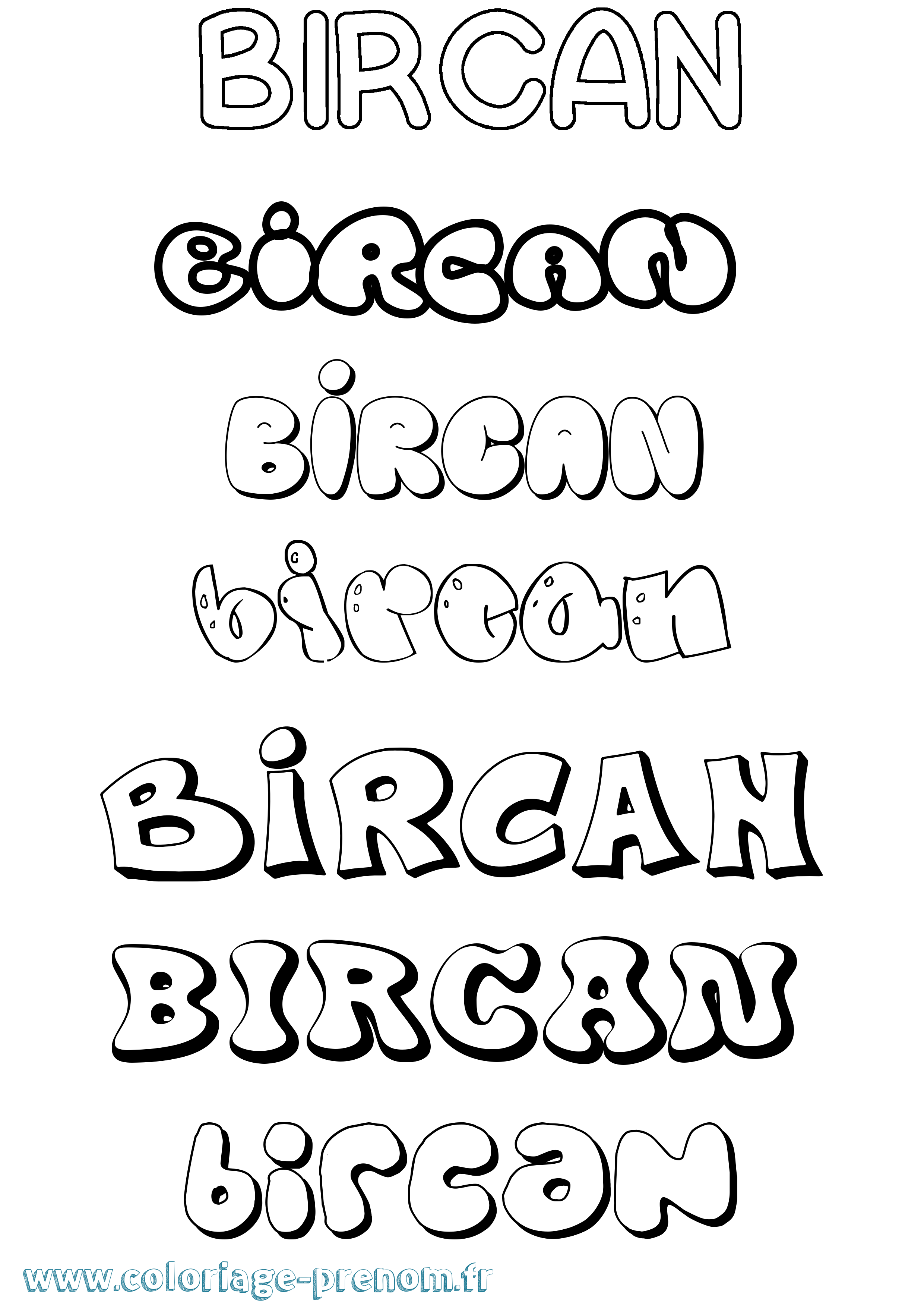 Coloriage Bircan Bubble Coloriage prénom Bircan Bubble