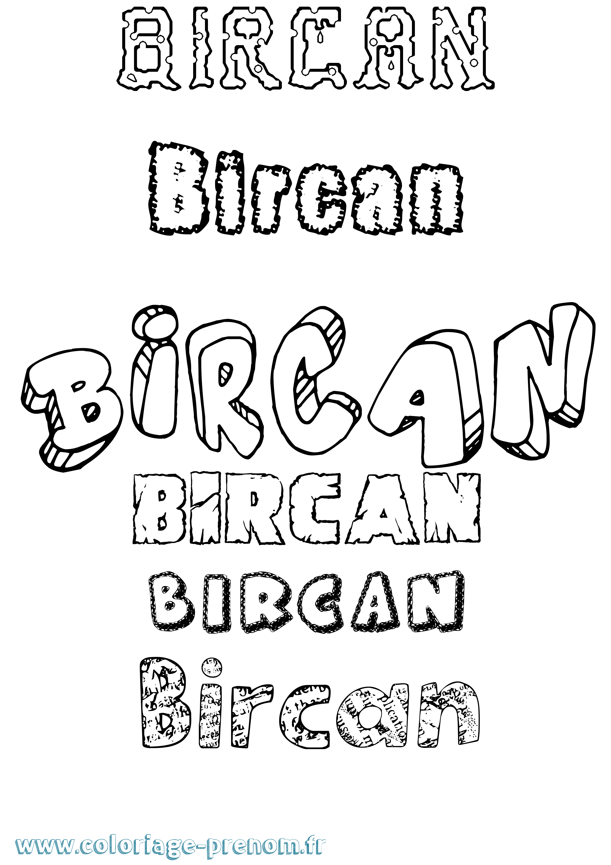 Coloriage Bircan Destructuré Coloriage prénom Bircan Destructuré