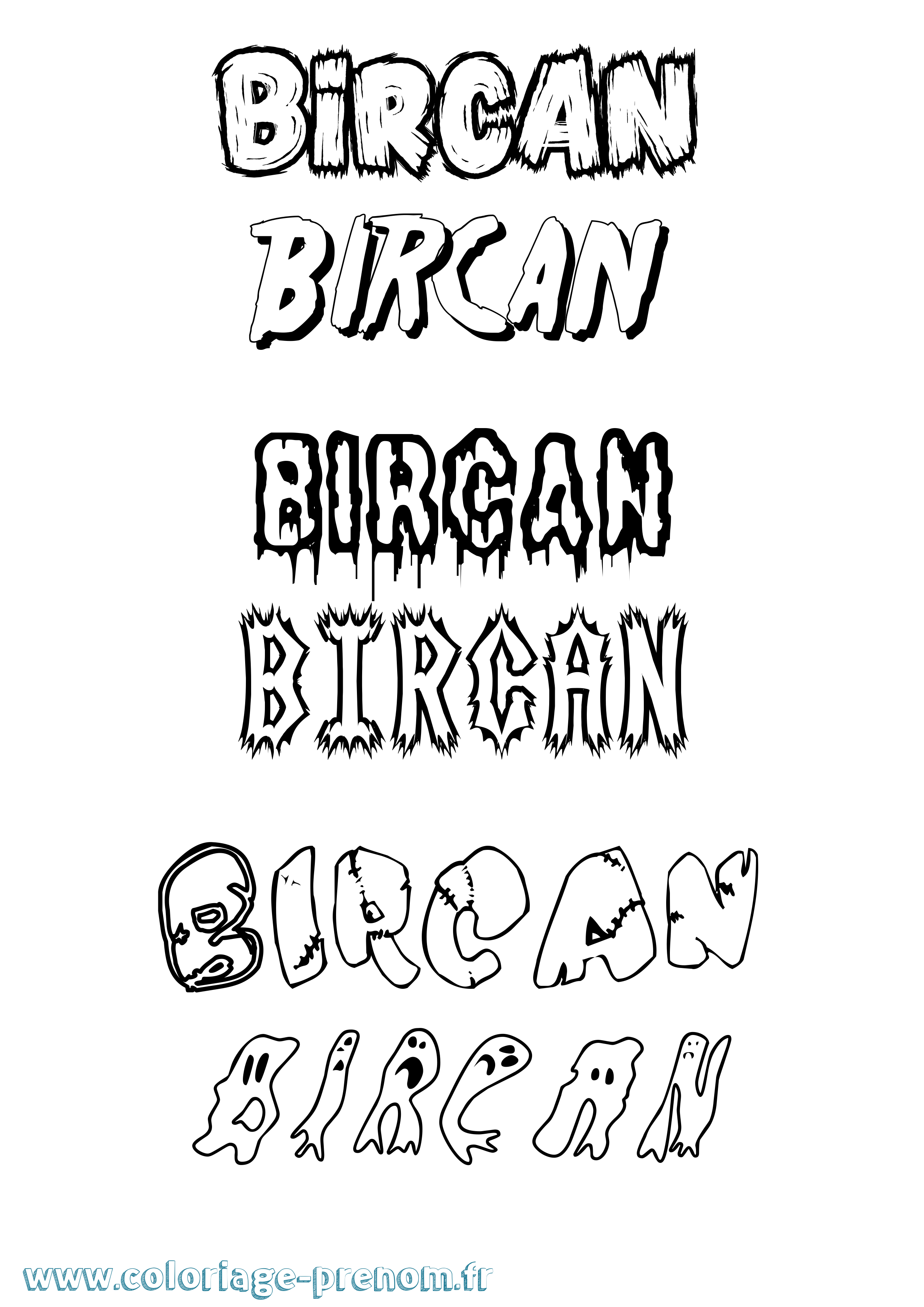 Coloriage Bircan Frisson Coloriage prénom Bircan Frisson