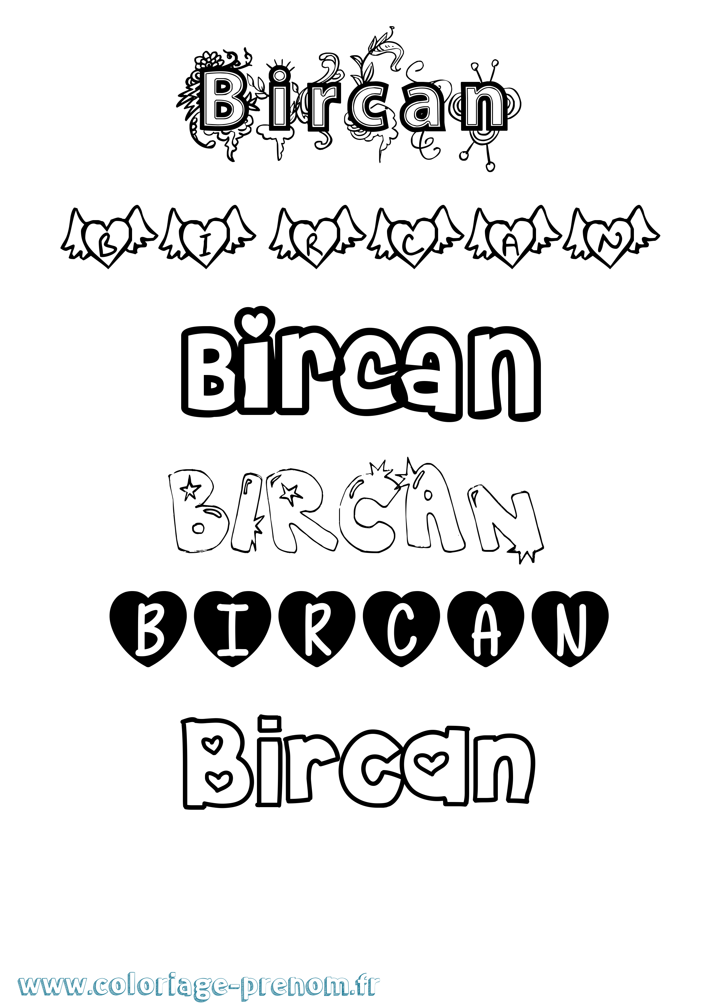 Coloriage Bircan Girly Coloriage prénom Bircan Girly