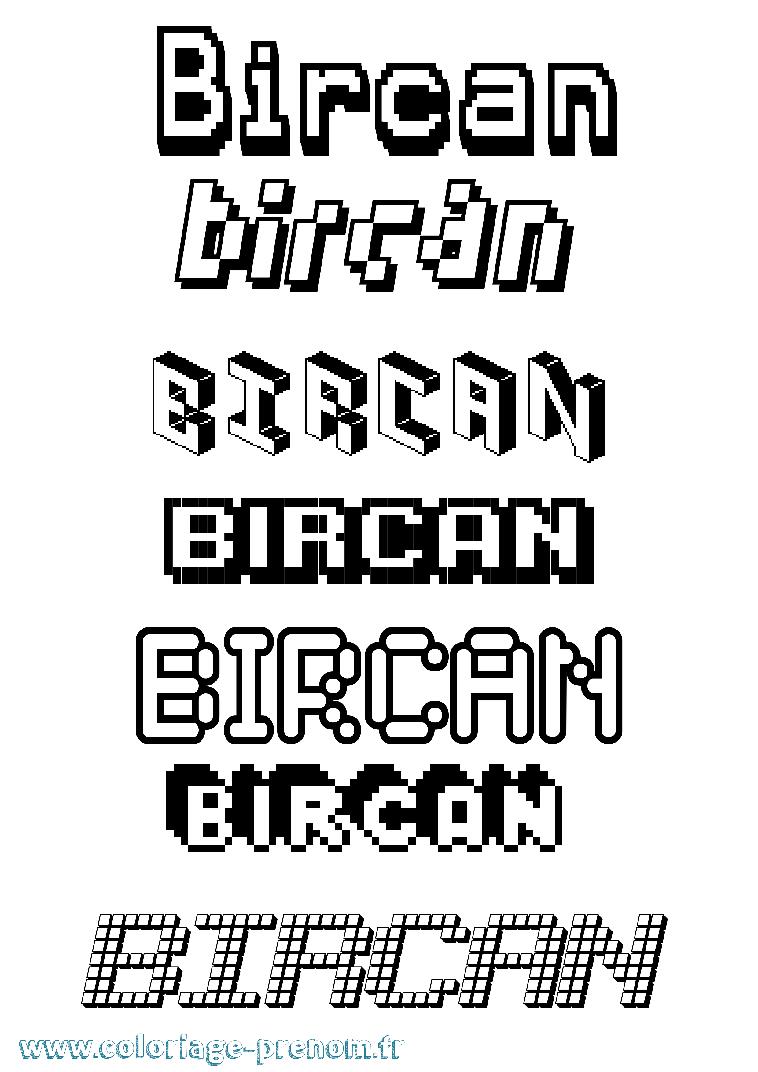 Coloriage Bircan Pixel Coloriage prénom Bircan Pixel