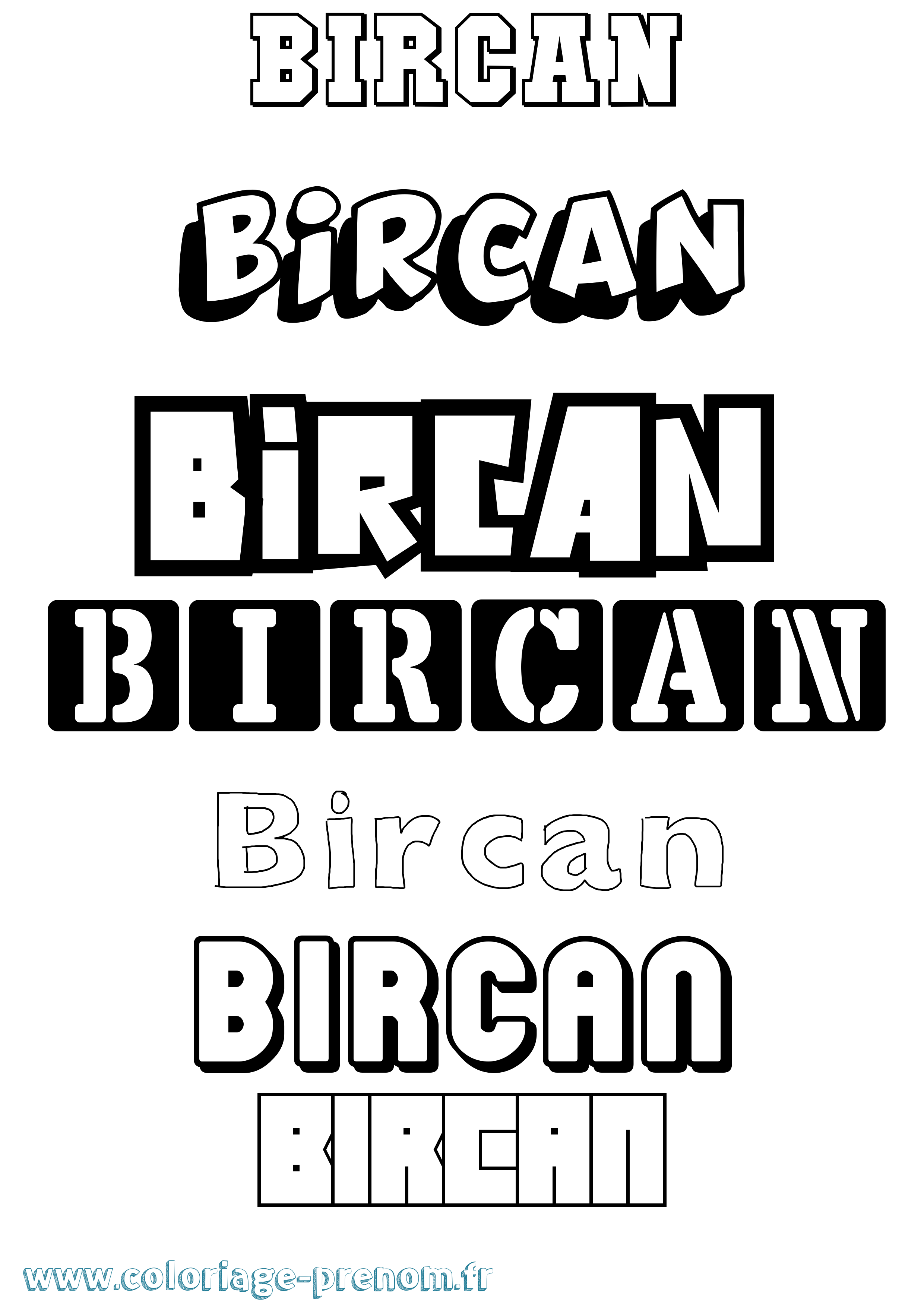 Coloriage Bircan Simple Coloriage prénom Bircan Simple