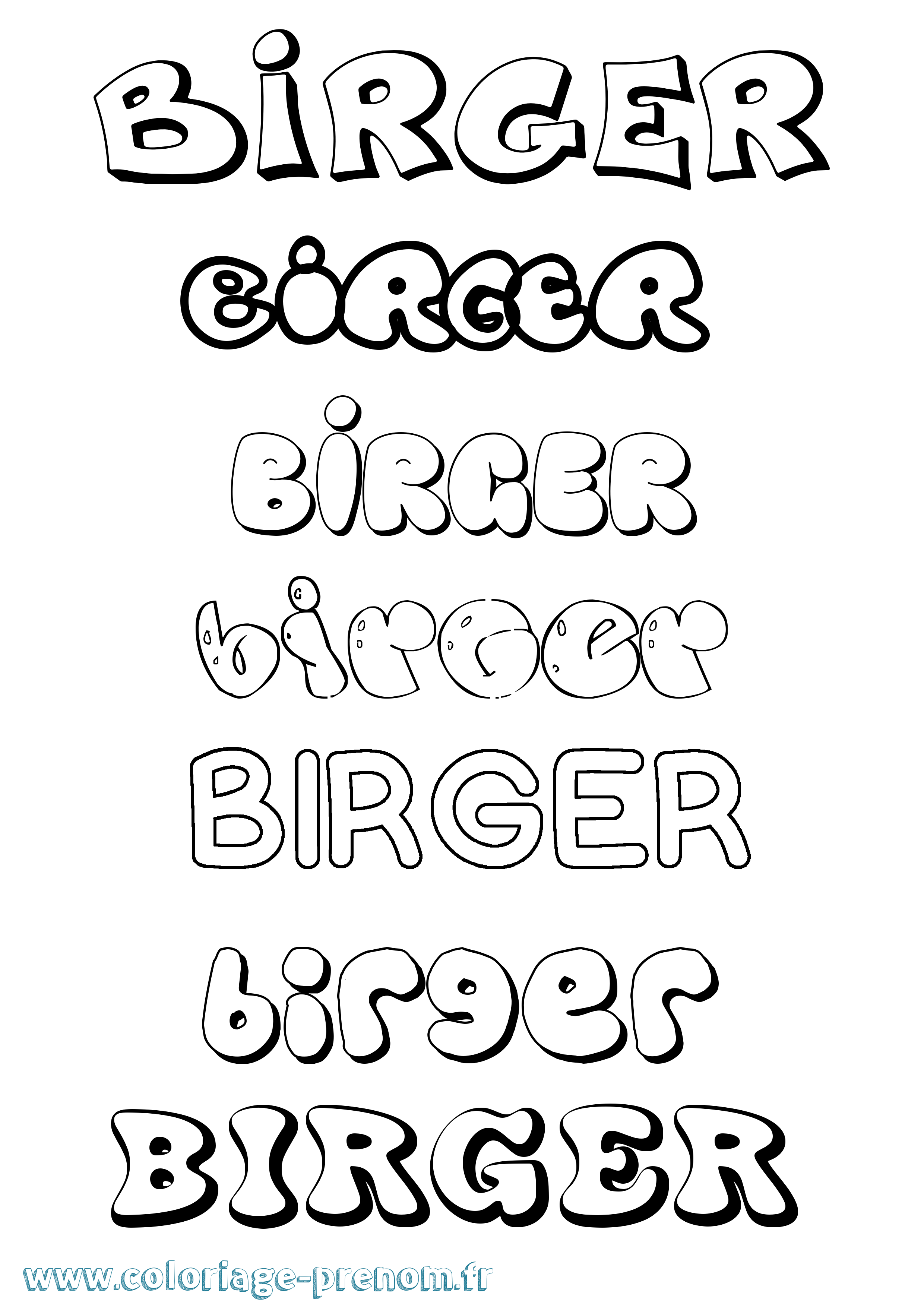 Coloriage Birger Bubble Coloriage prénom Birger Bubble