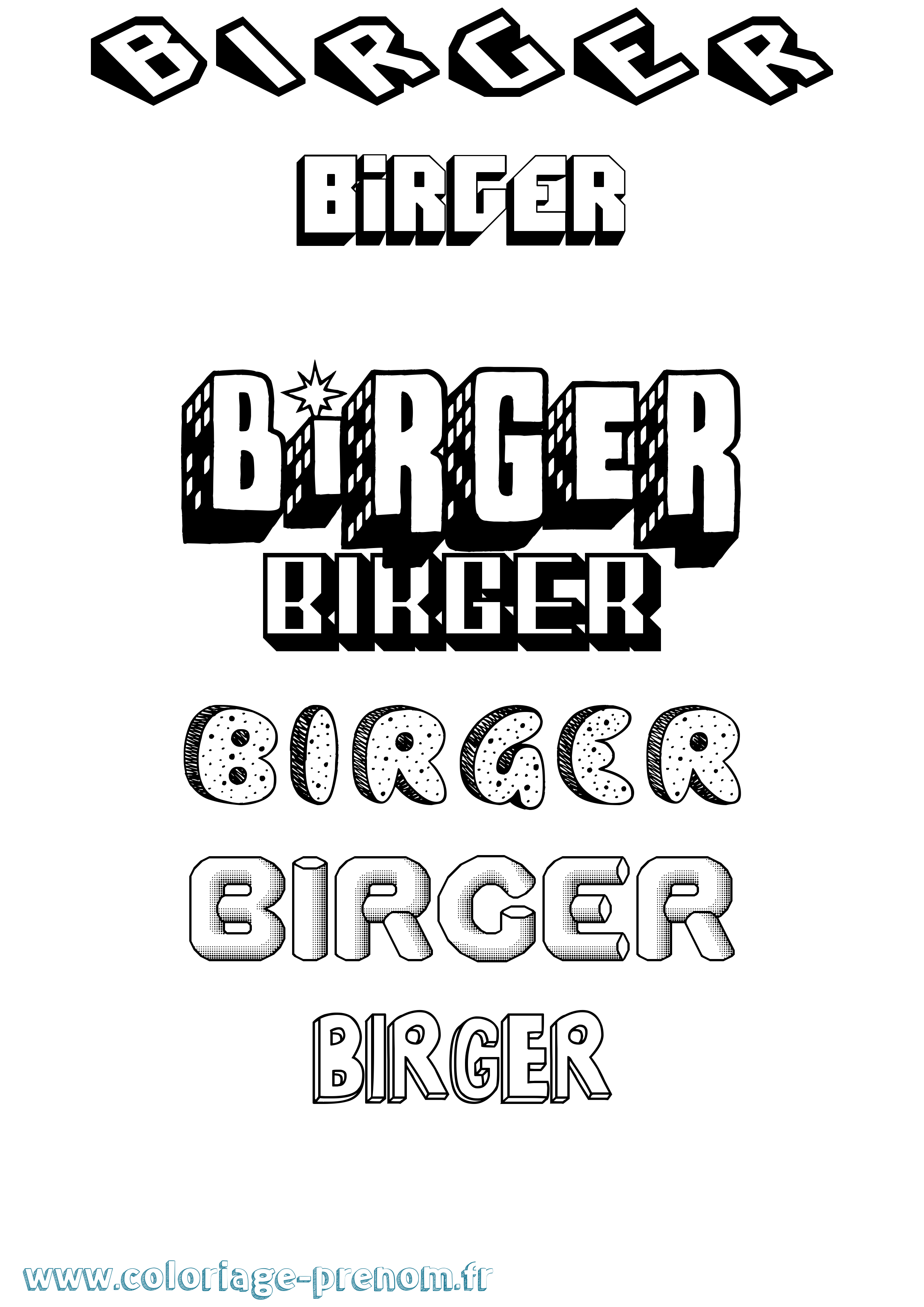 Coloriage Birger Effet 3D Coloriage prénom Birger Effet 3D