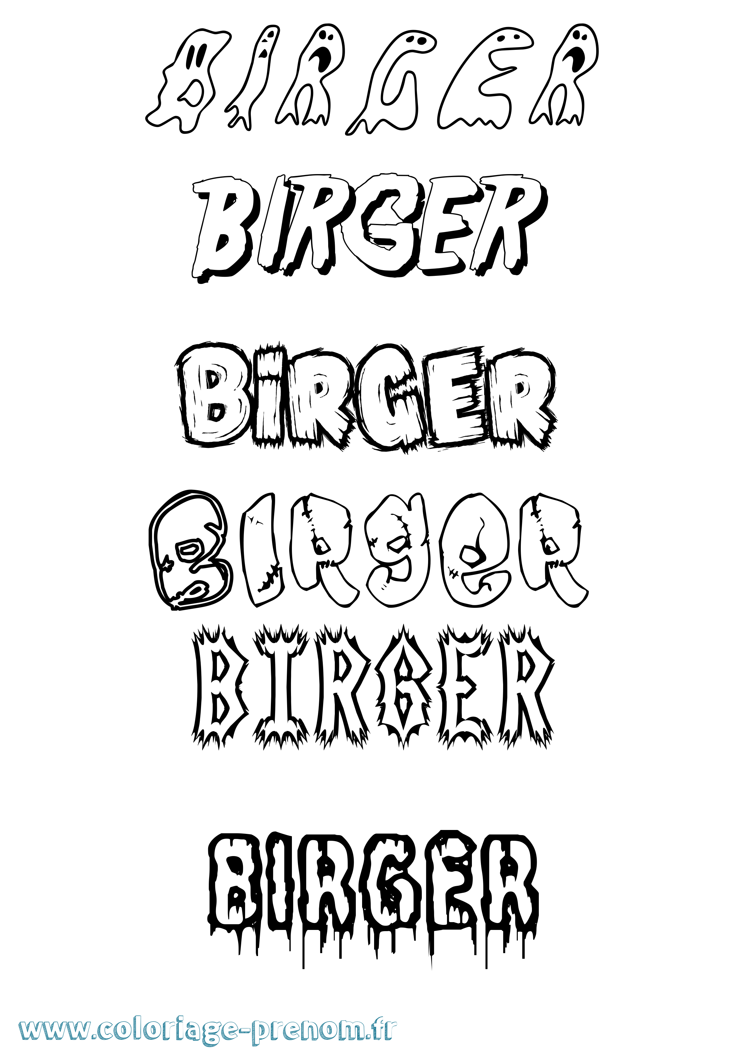 Coloriage Birger Frisson Coloriage prénom Birger Frisson