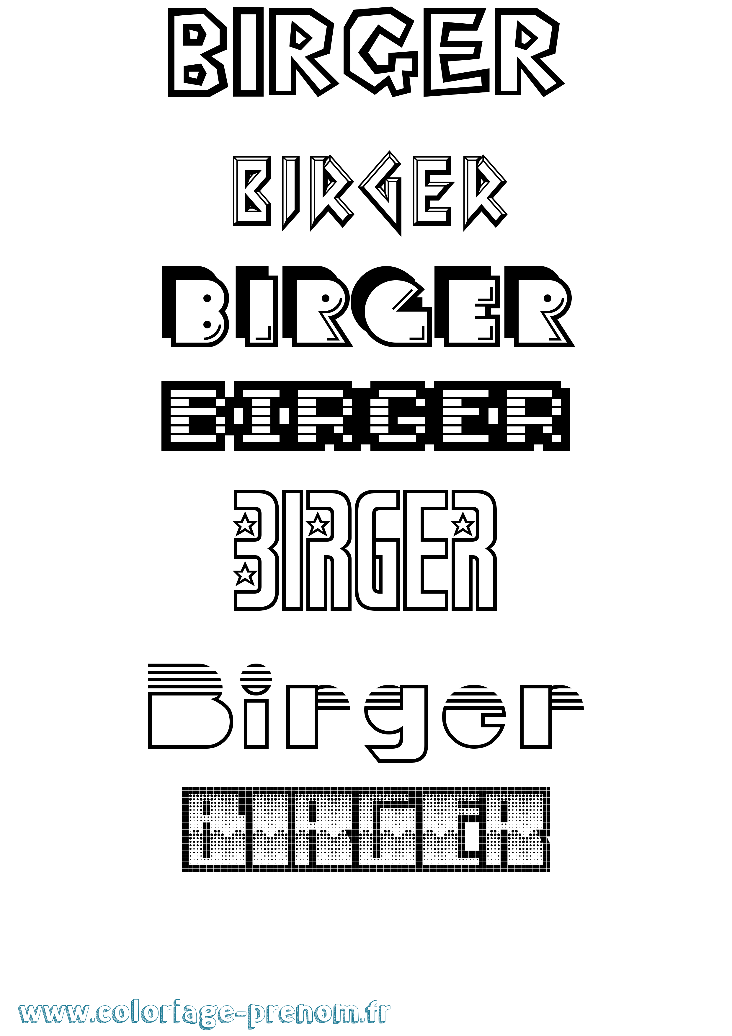 Coloriage Birger Jeux Vidéos Coloriage prénom Birger Jeux Vidéos
