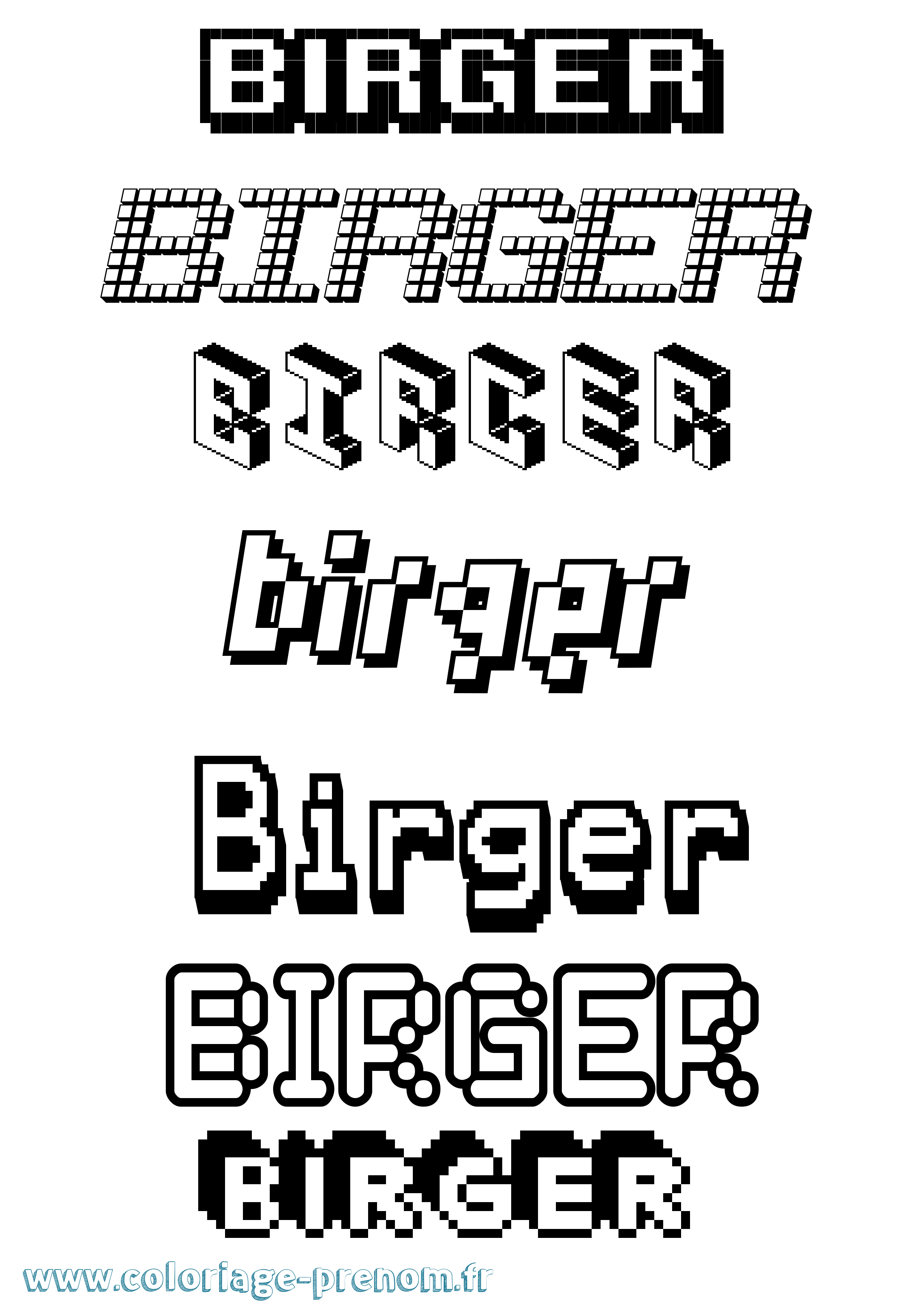 Coloriage Birger Pixel Coloriage prénom Birger Pixel