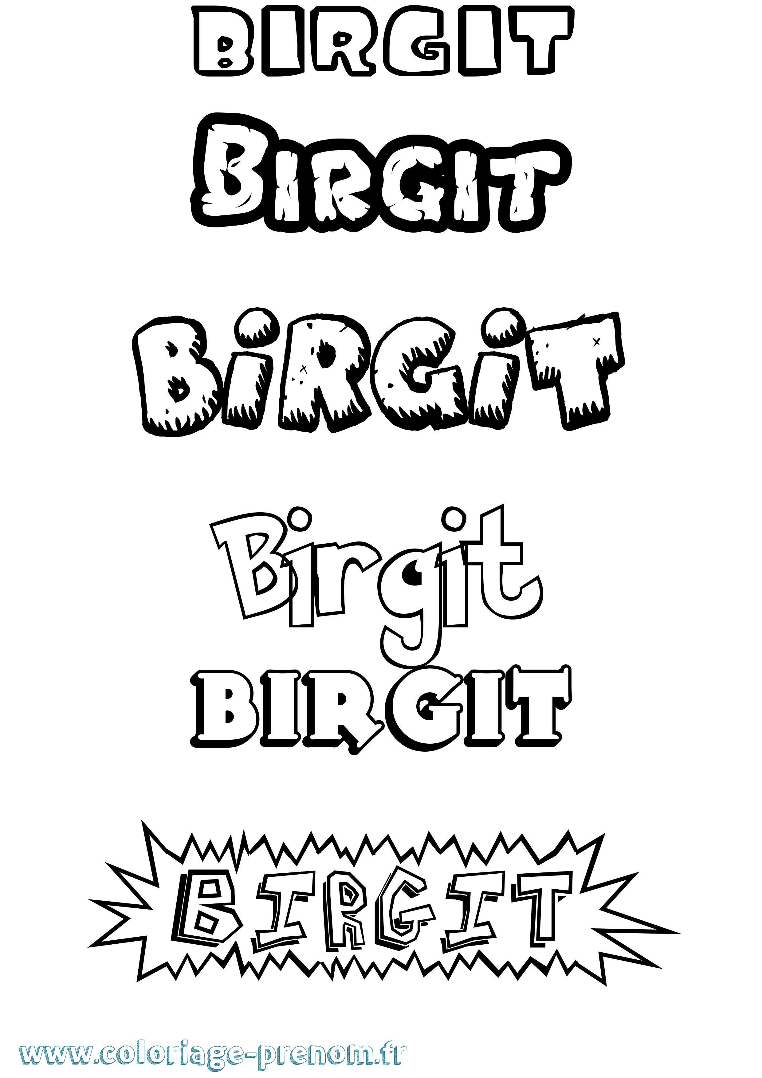 Coloriage Birgit Dessin Animé Coloriage prénom Birgit Dessin Animé