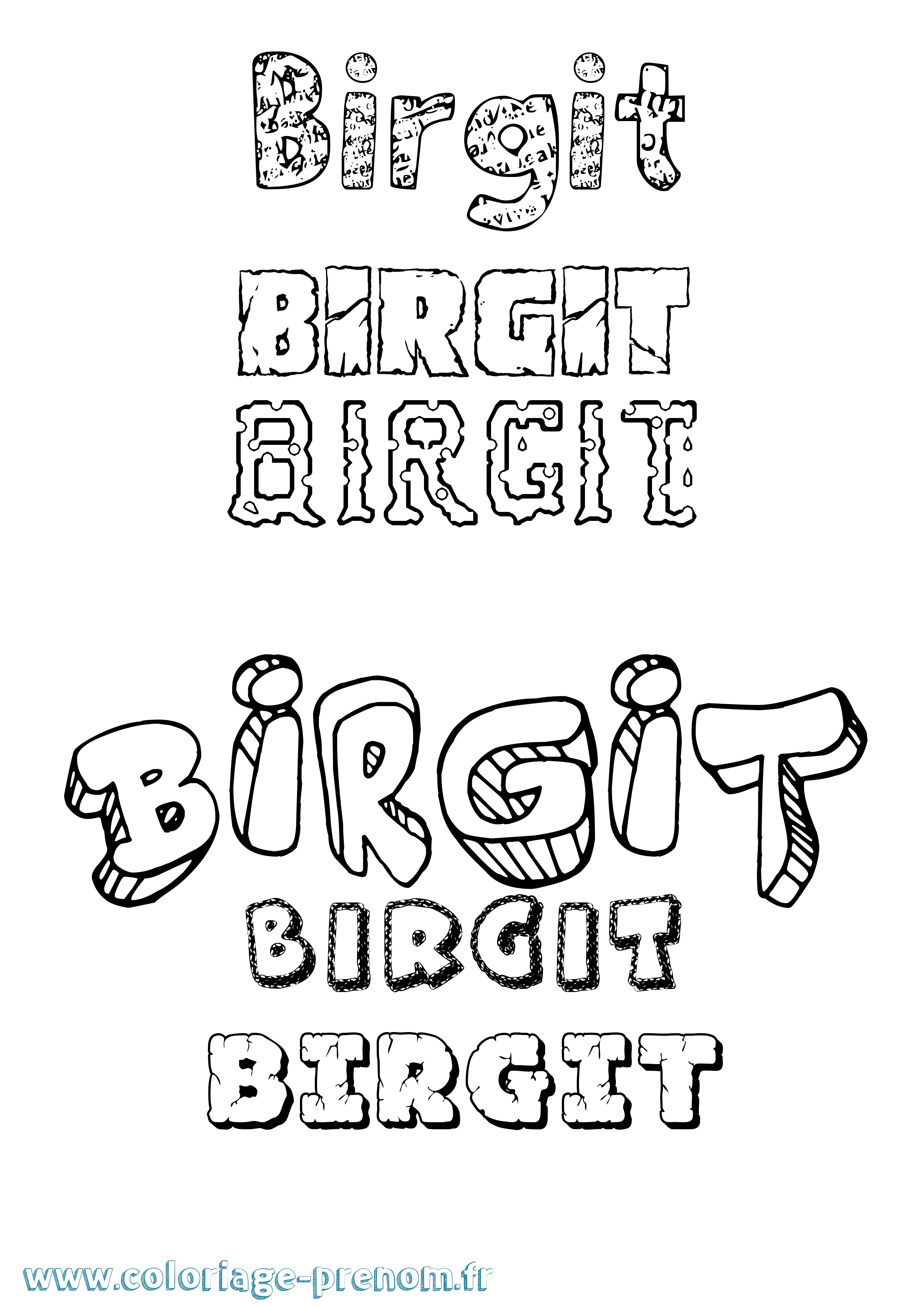 Coloriage Birgit Destructuré Coloriage prénom Birgit Destructuré