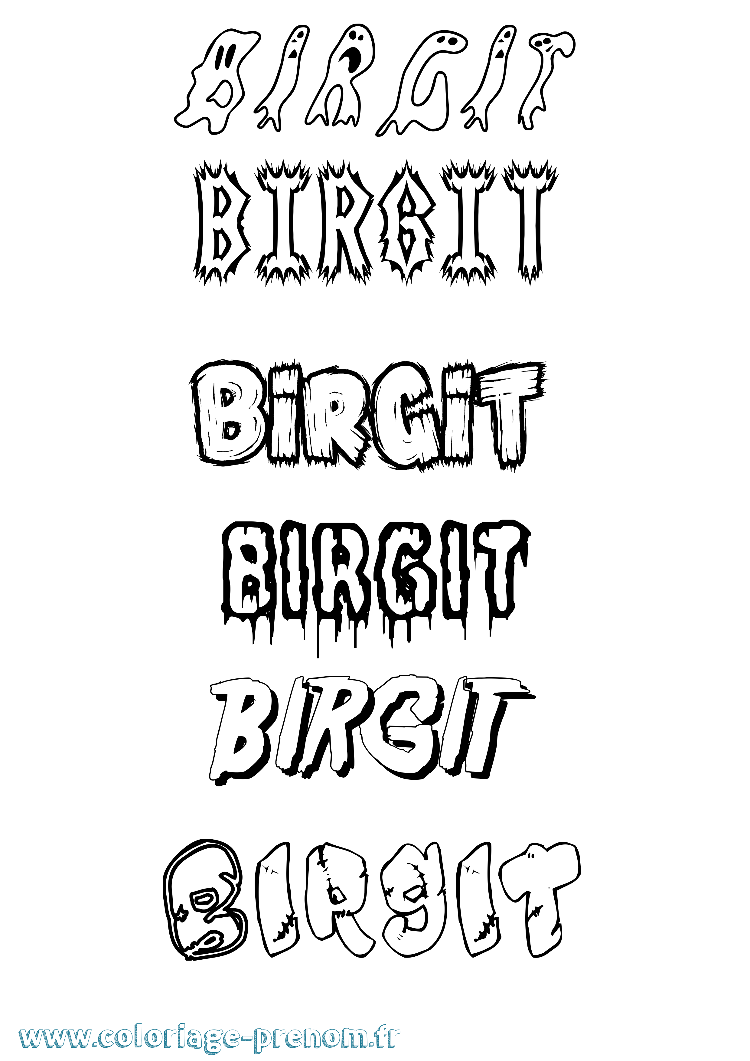 Coloriage Birgit Frisson Coloriage prénom Birgit Frisson