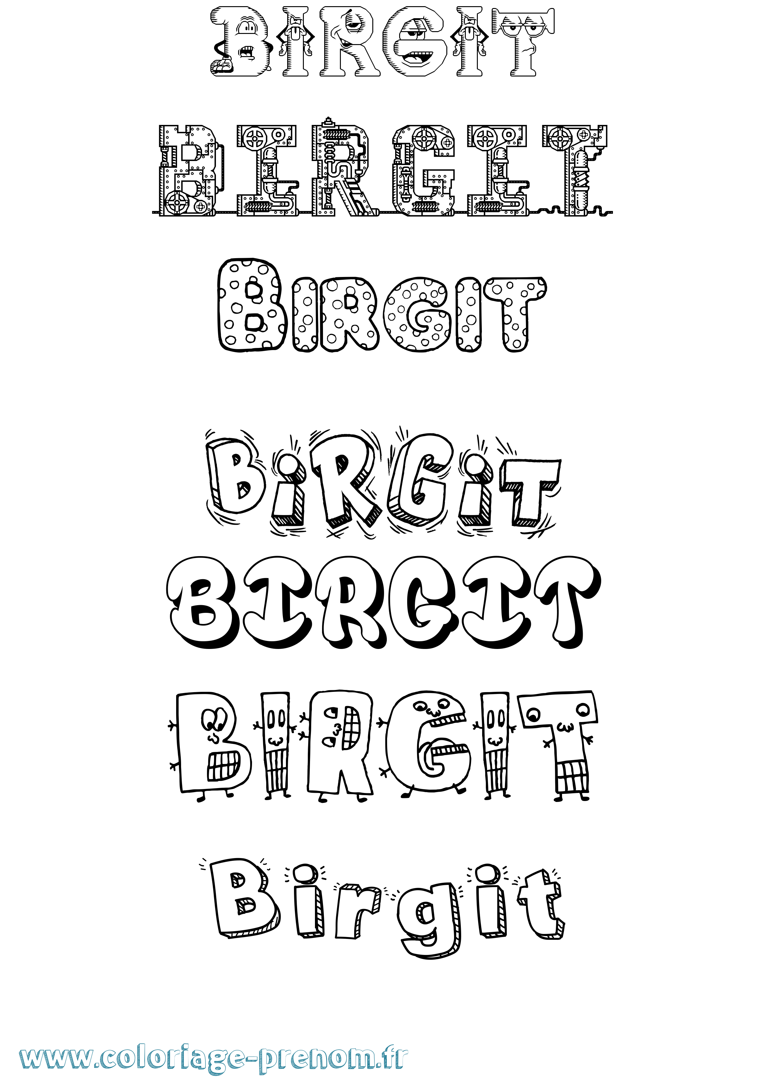 Coloriage Birgit Fun Coloriage prénom Birgit Fun