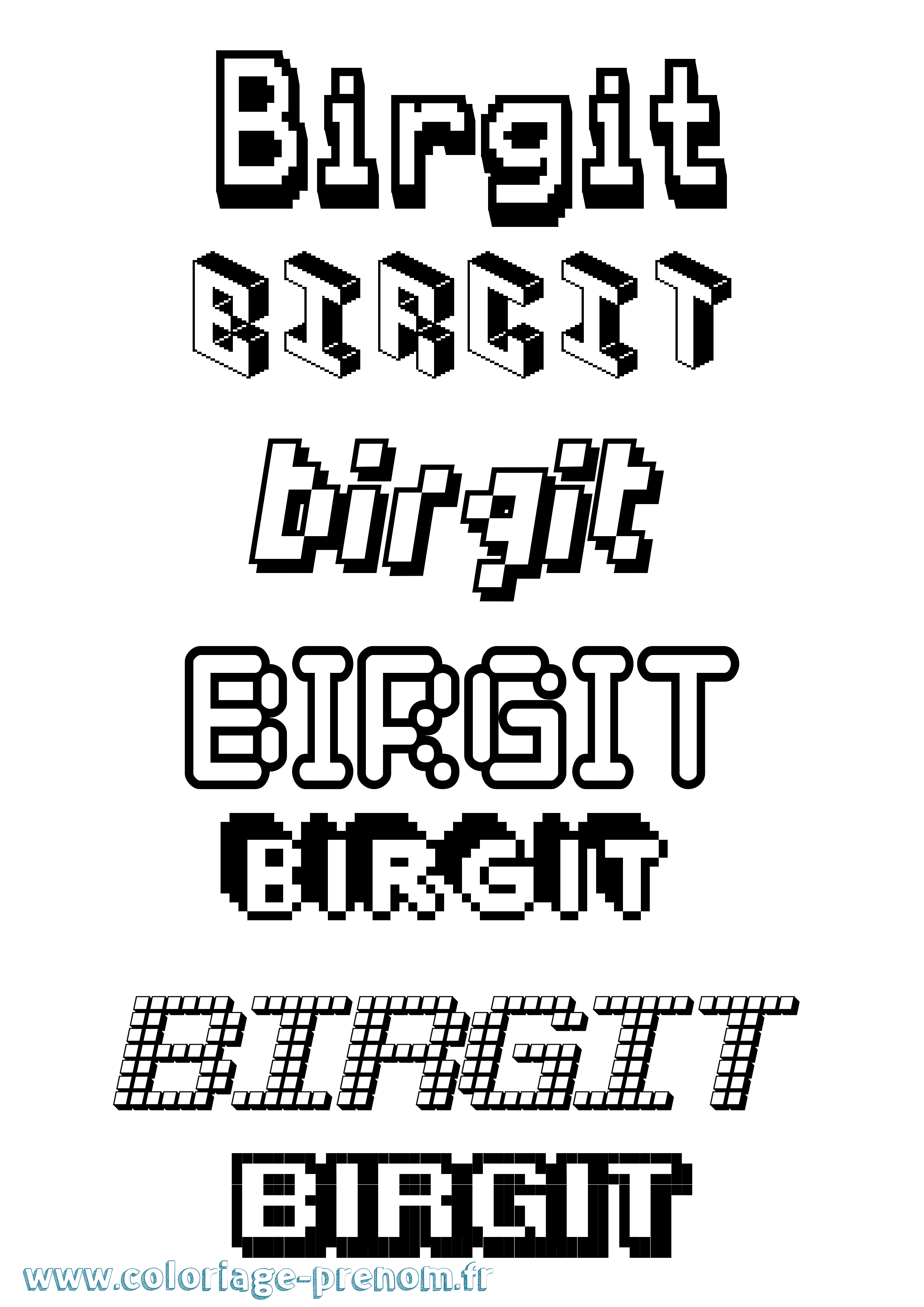 Coloriage Birgit Pixel Coloriage prénom Birgit Pixel