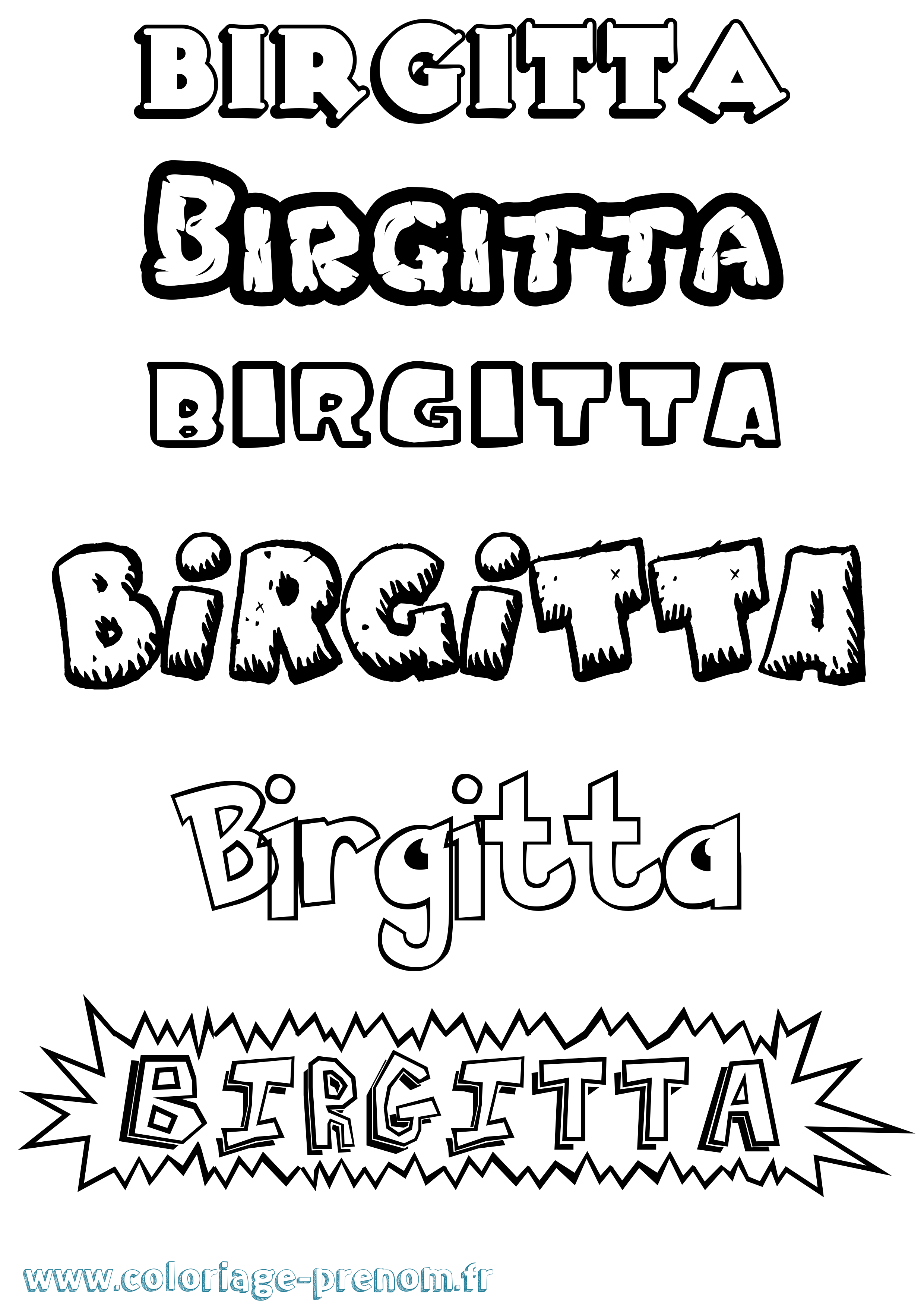 Coloriage Birgitta Dessin Animé Coloriage prénom Birgitta Dessin Animé