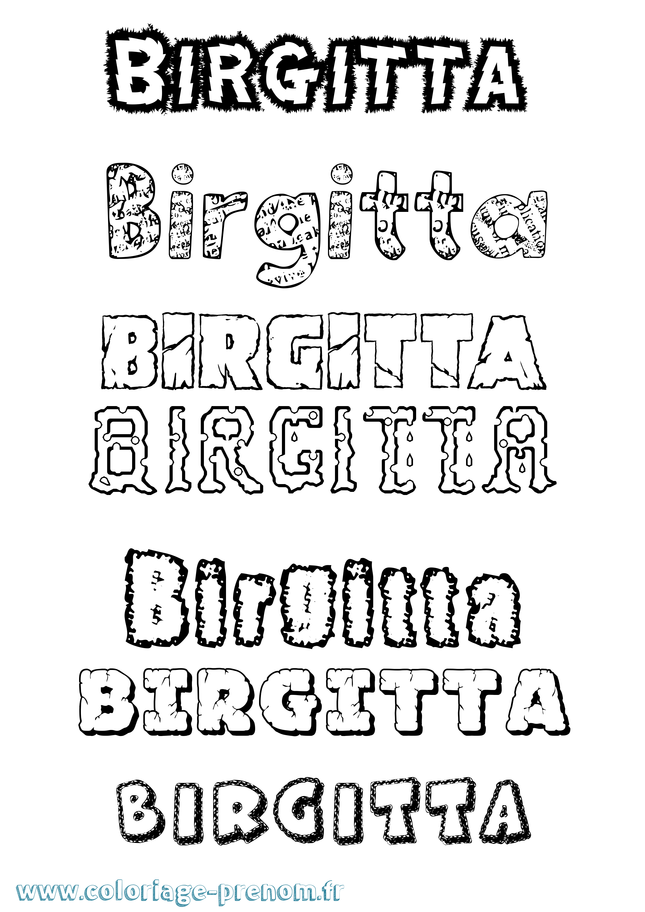 Coloriage Birgitta Destructuré Coloriage prénom Birgitta Destructuré