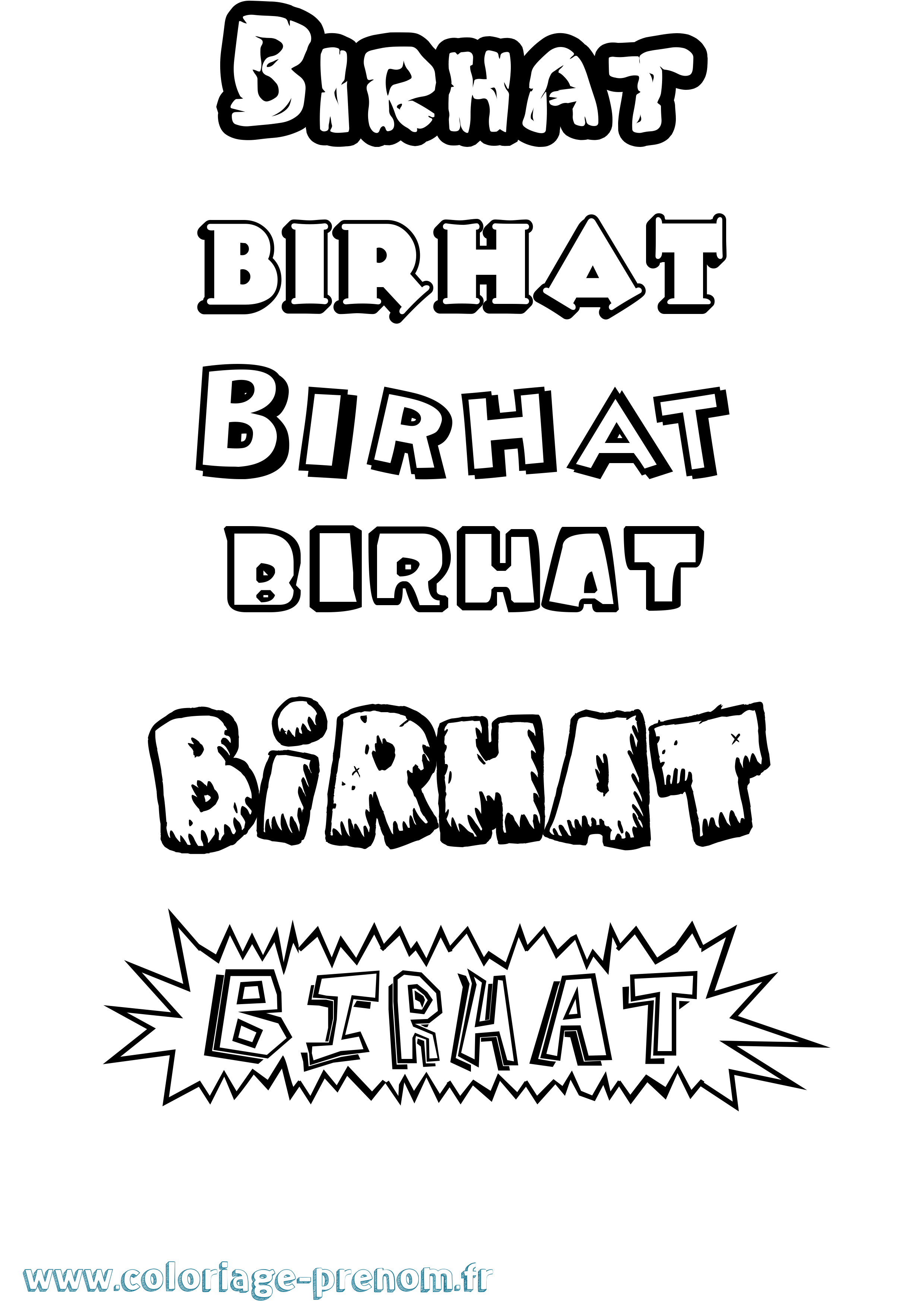 Coloriage Birhat Dessin Animé Coloriage prénom Birhat Dessin Animé