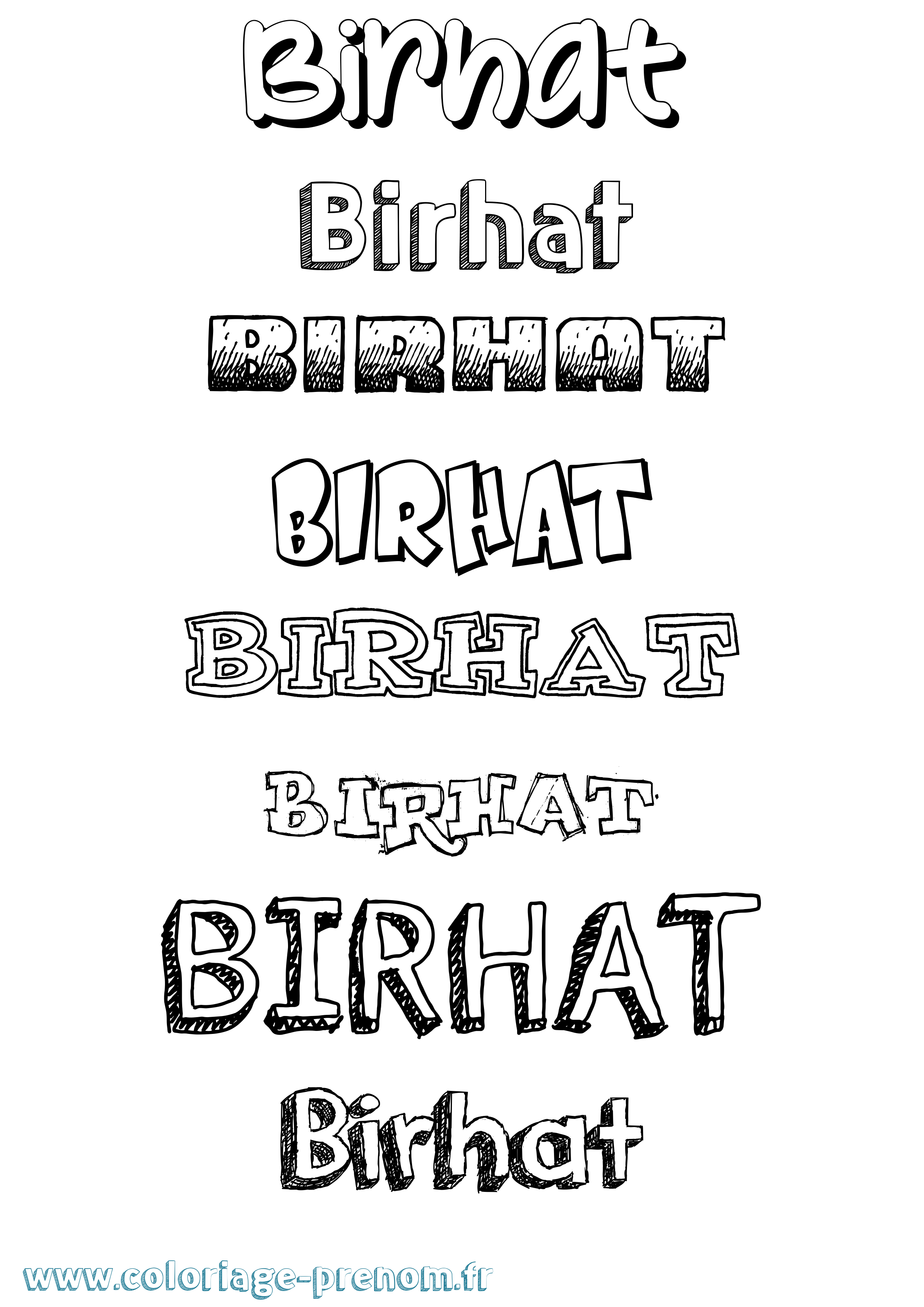 Coloriage Birhat Dessiné Coloriage prénom Birhat Dessiné