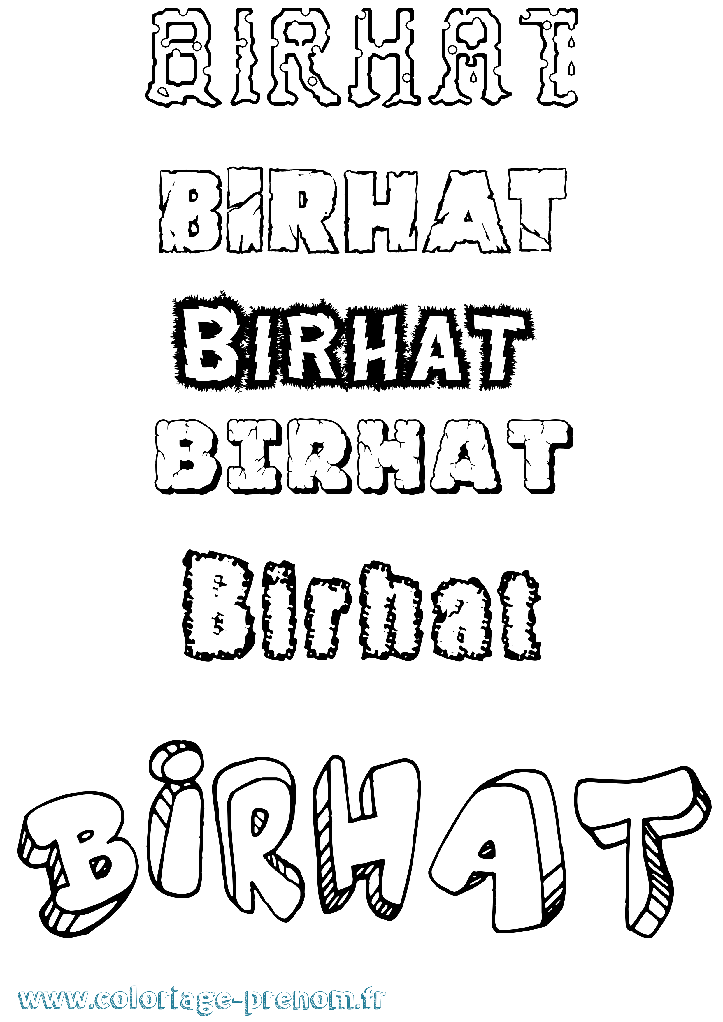 Coloriage Birhat Destructuré Coloriage prénom Birhat Destructuré