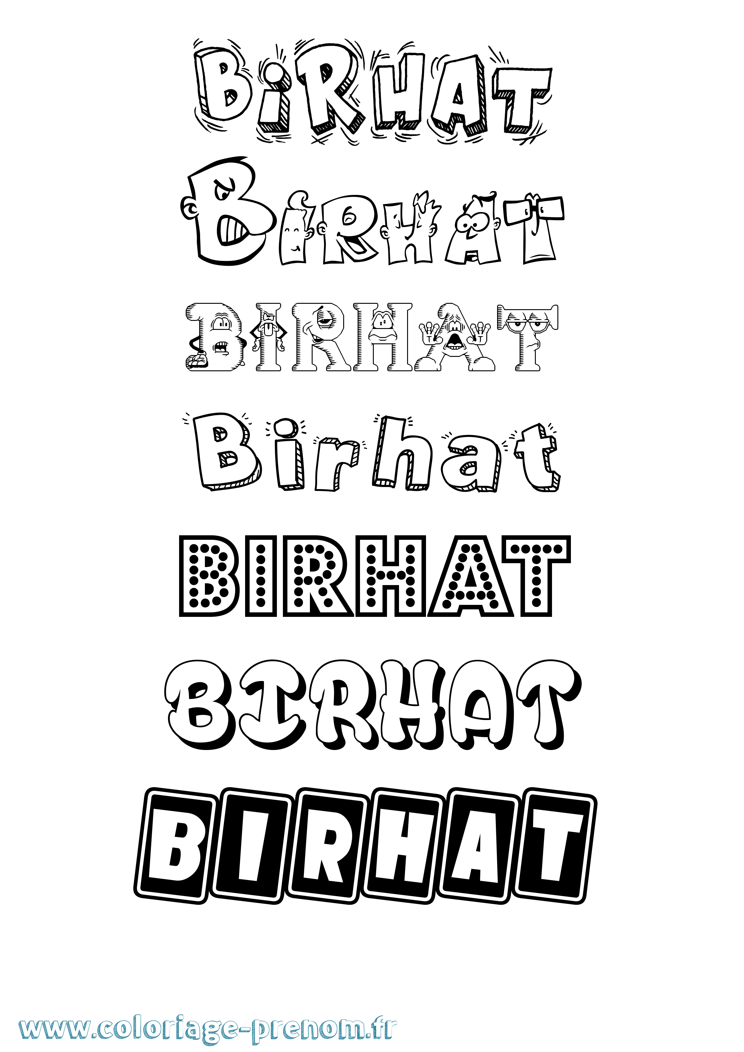 Coloriage Birhat Fun Coloriage prénom Birhat Fun